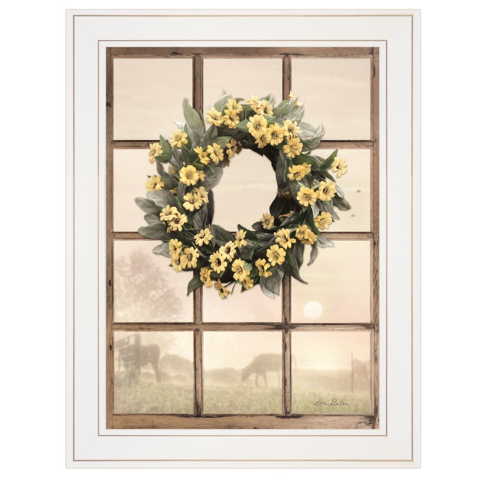 "Country Gazing" by Lori Deiter, Ready to Hang Framed Print, White Window-Style Frame