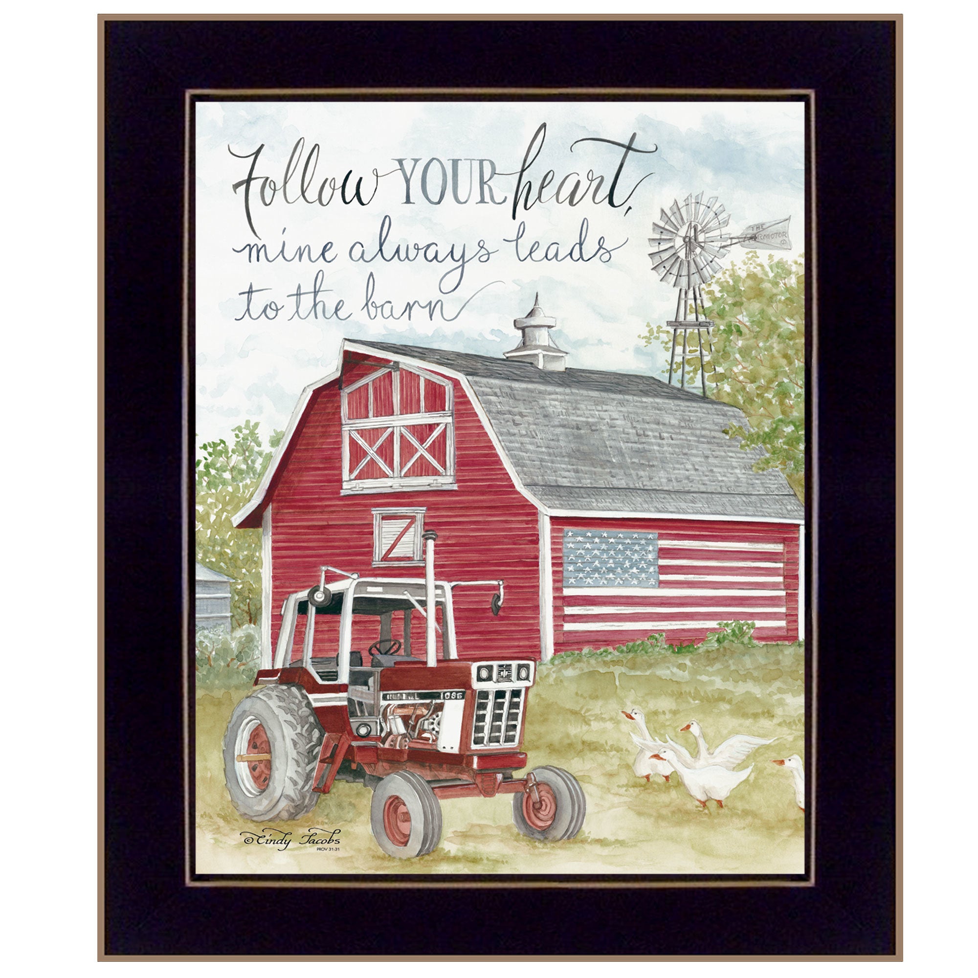 "Follow Your Heart" by Cindy Jacobs, Ready to Hang Framed Print, Black Frame
