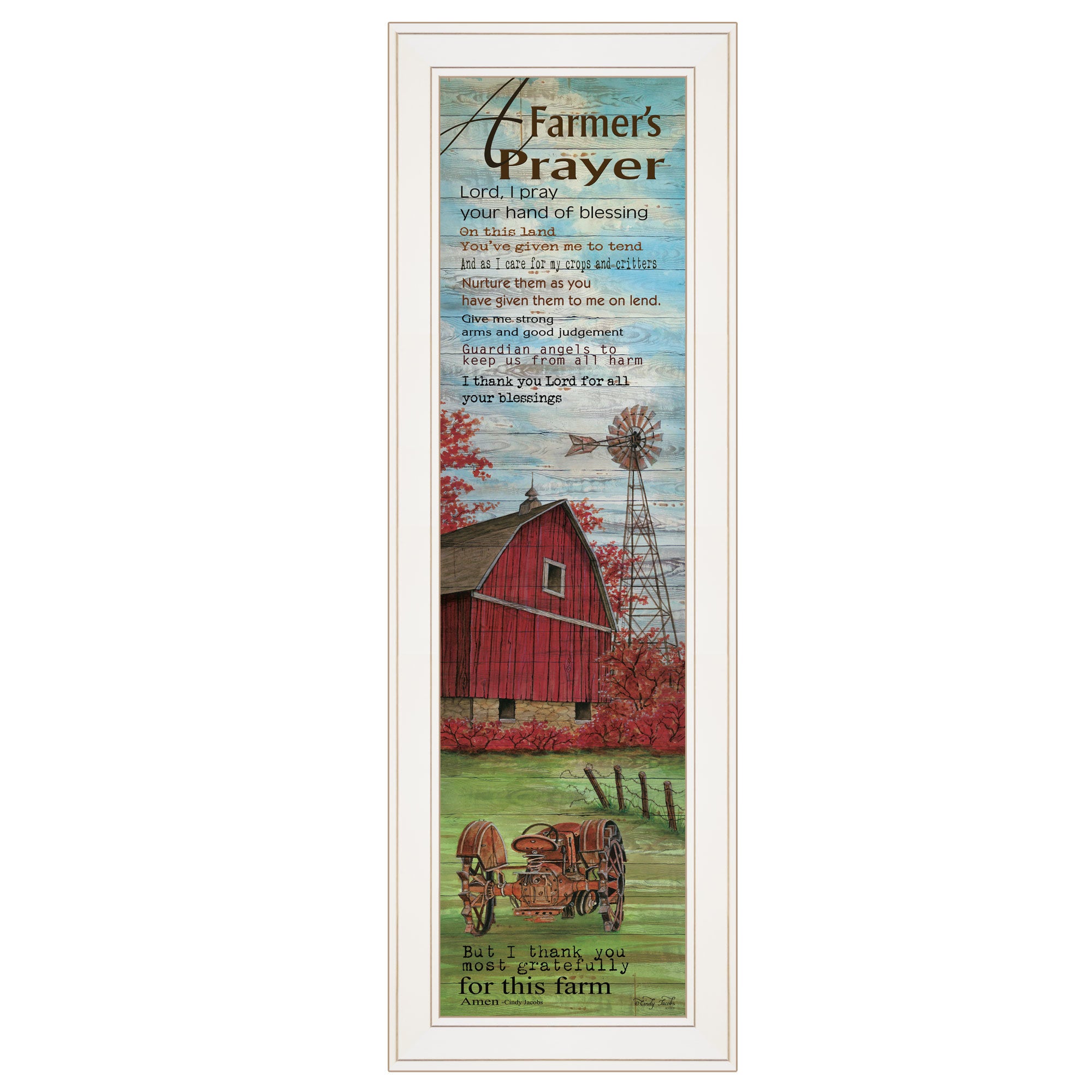 "Farmers Prayer" by Cindy Jacobs, Ready to Hang Framed Print, White Frame