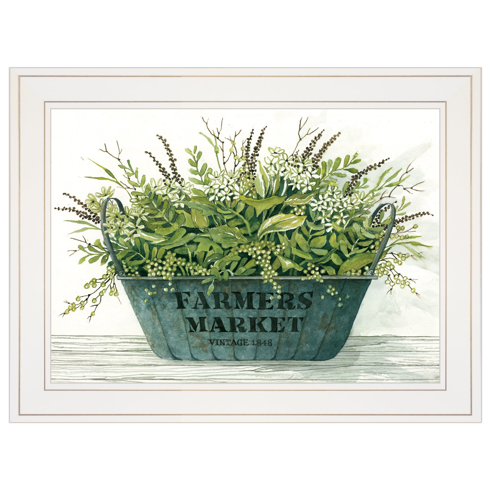 "Farm Market" by Cindy Jacobs, Ready to Hang Framed Print, White Frame