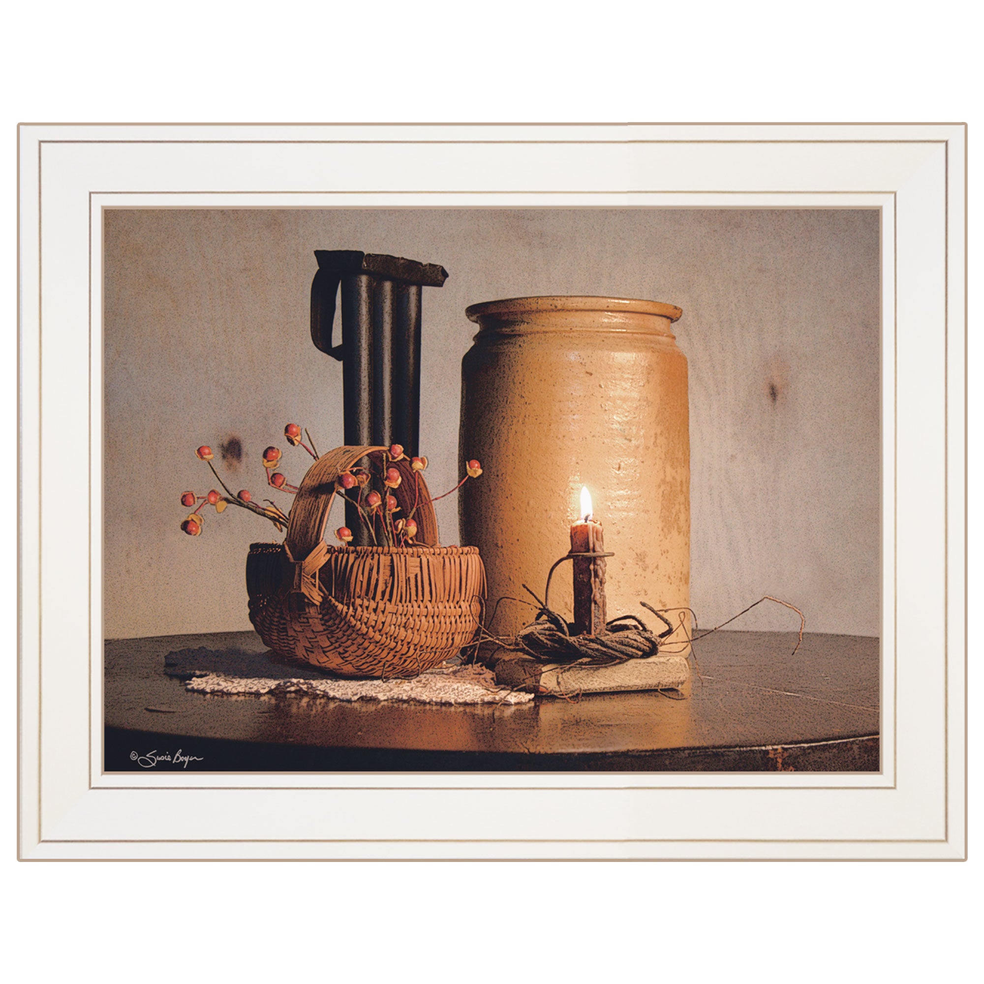 "Bittersweet Basket" by Susie Boyer, Ready to Hang Framed Print, White Frame
