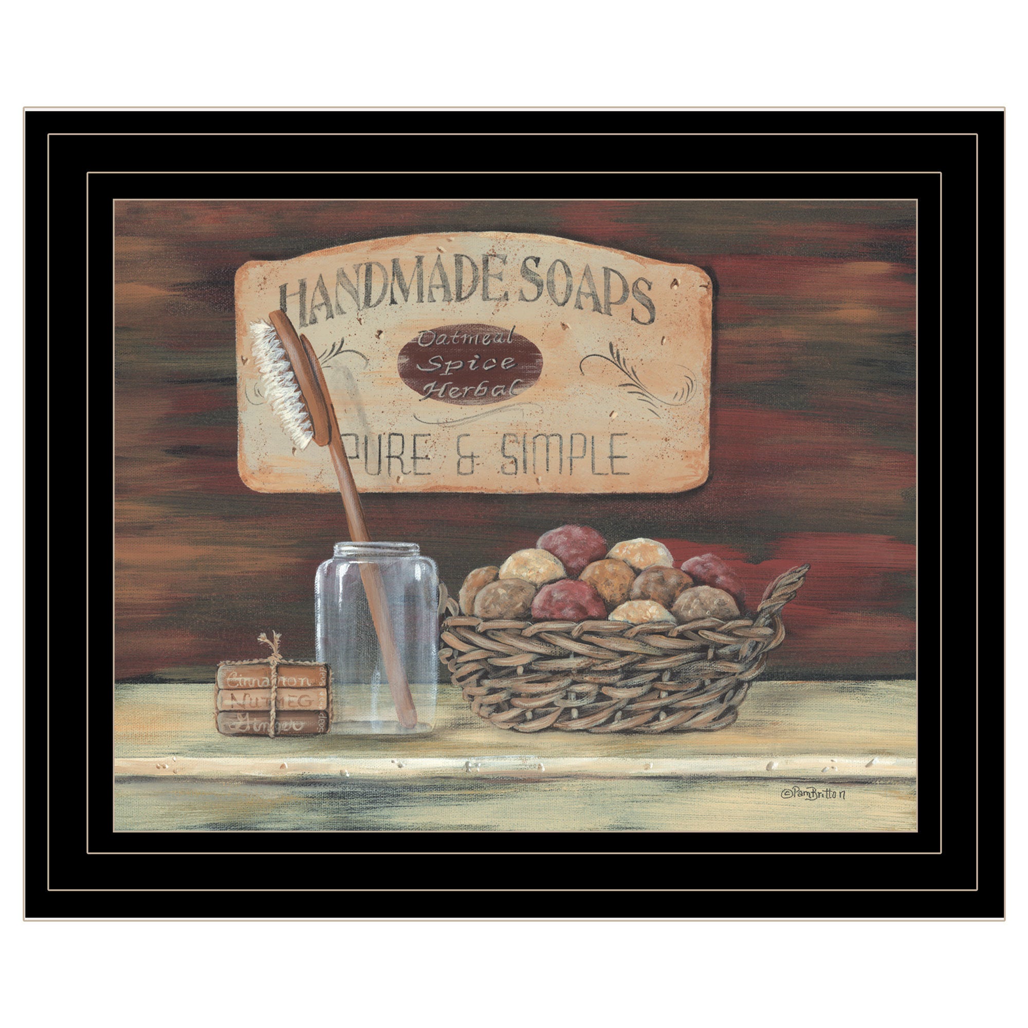 "HANDMADE SOAPS"-by Pam Britton, Ready to Hang Framed Print, Black Frame