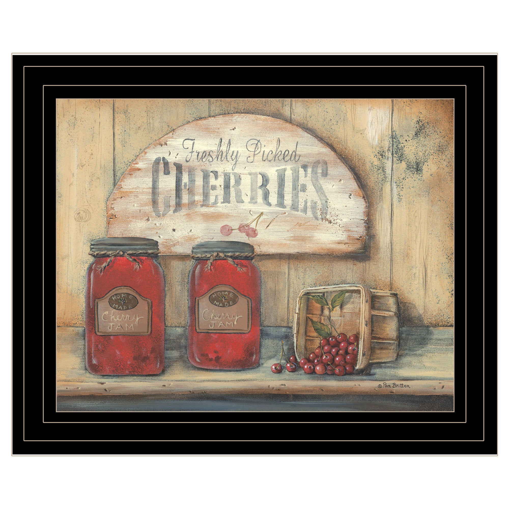 "CHERRY JAM" by Pam Britton, Ready to Hang Framed Print, Black Frame