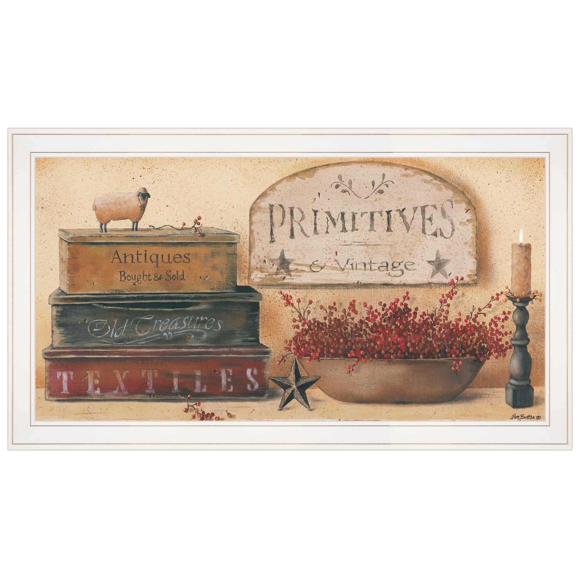 "Primitives & Vintage" by Pam Britton, Ready to Hang Framed Print, White Frame