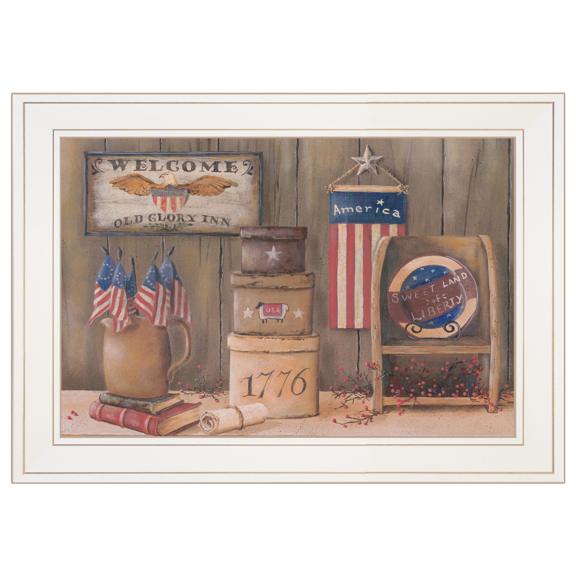 "Sweet Land of Liberty" by Pam Britton, Ready to Hang Framed Print, White Frame