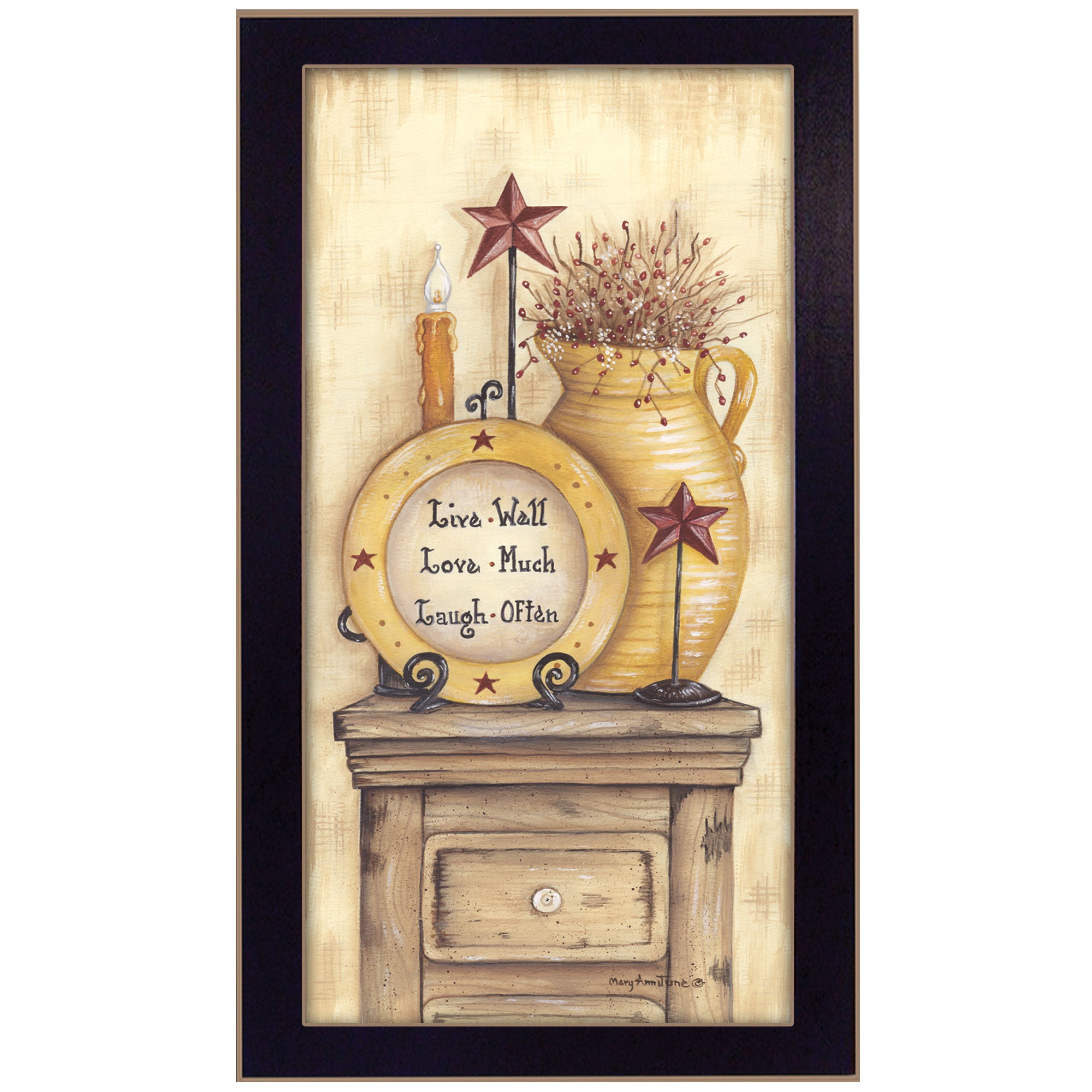 "Words to Live By" By Mary June, Printed Wall Art, Ready To Hang Framed Poster, Black Frame