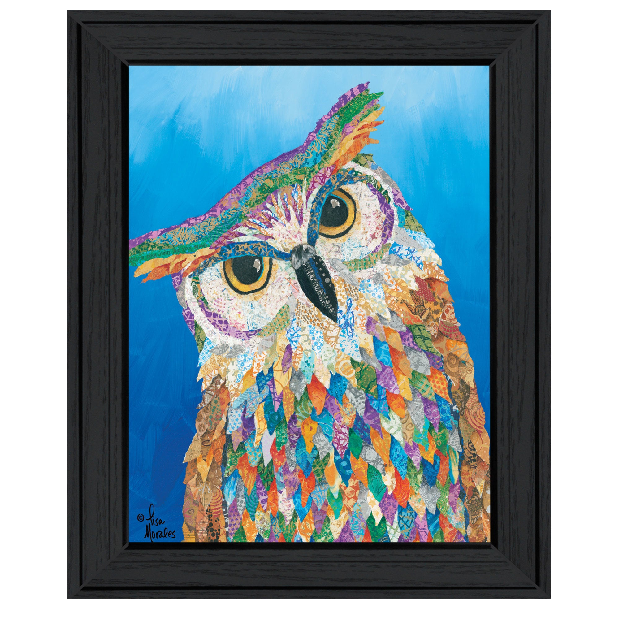 "Hooo Me?" by Lisa Morales, Ready to Hang Framed Print, Black Frame