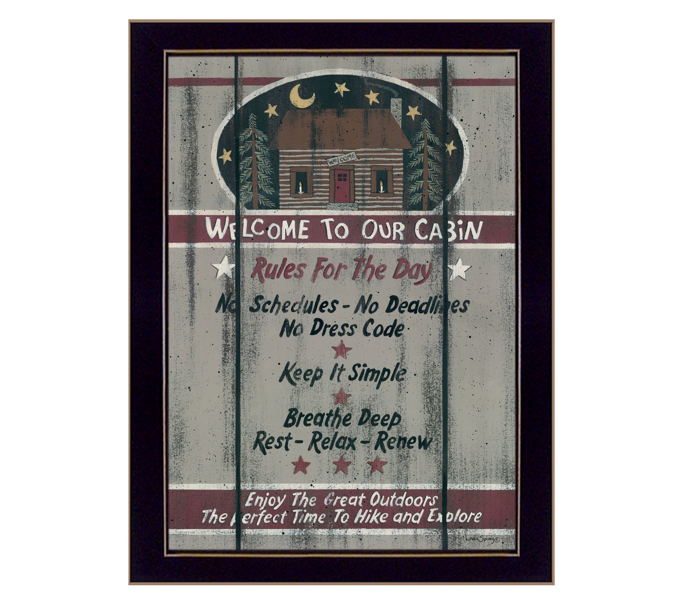 "Cabin Rules" by Linda Spivey, Ready to Hang Framed Print, Black Frame
