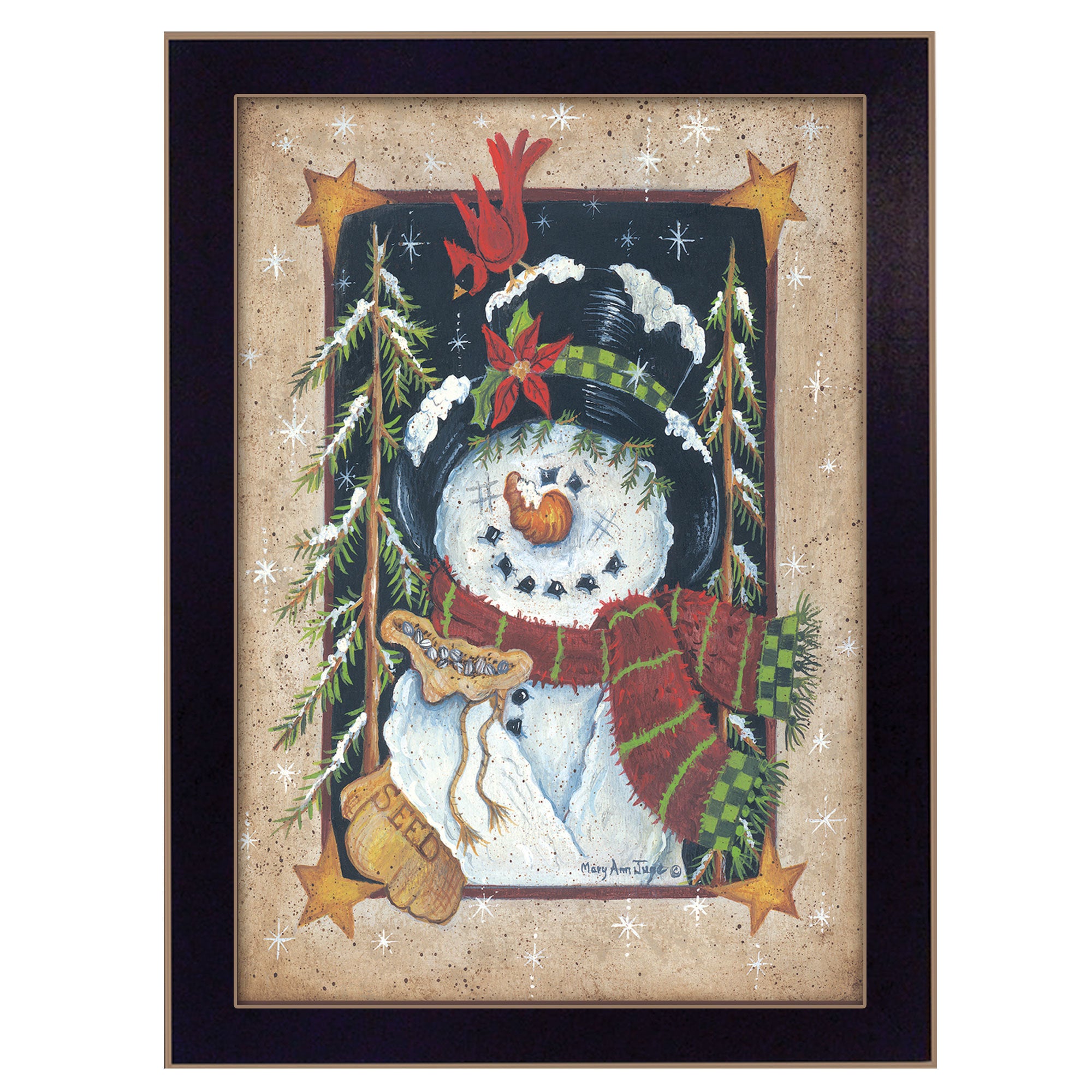 "Feeding the Birds" By Mary June, Printed Wall Art, Ready To Hang Framed Poster, Black Frame