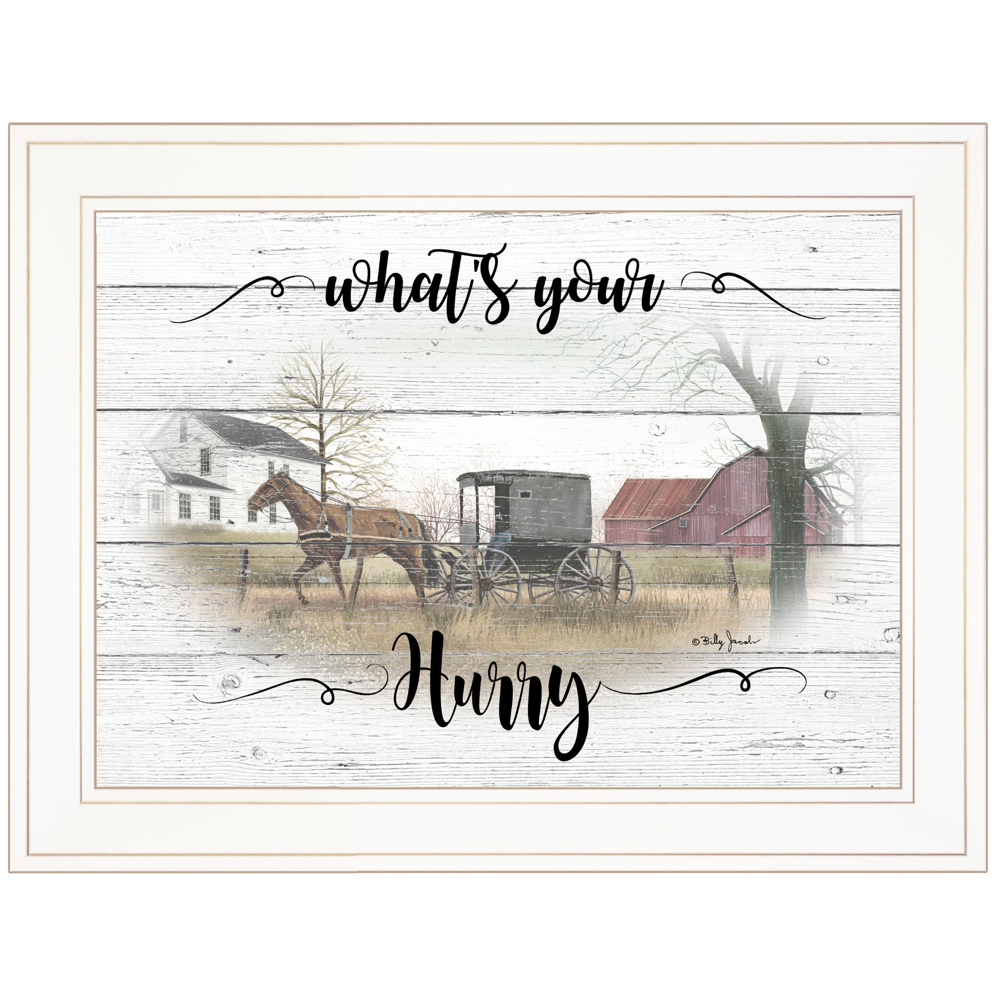 "What's Your Hurry" By Billy Jacobs, Ready to Hang Framed Print, White Frame