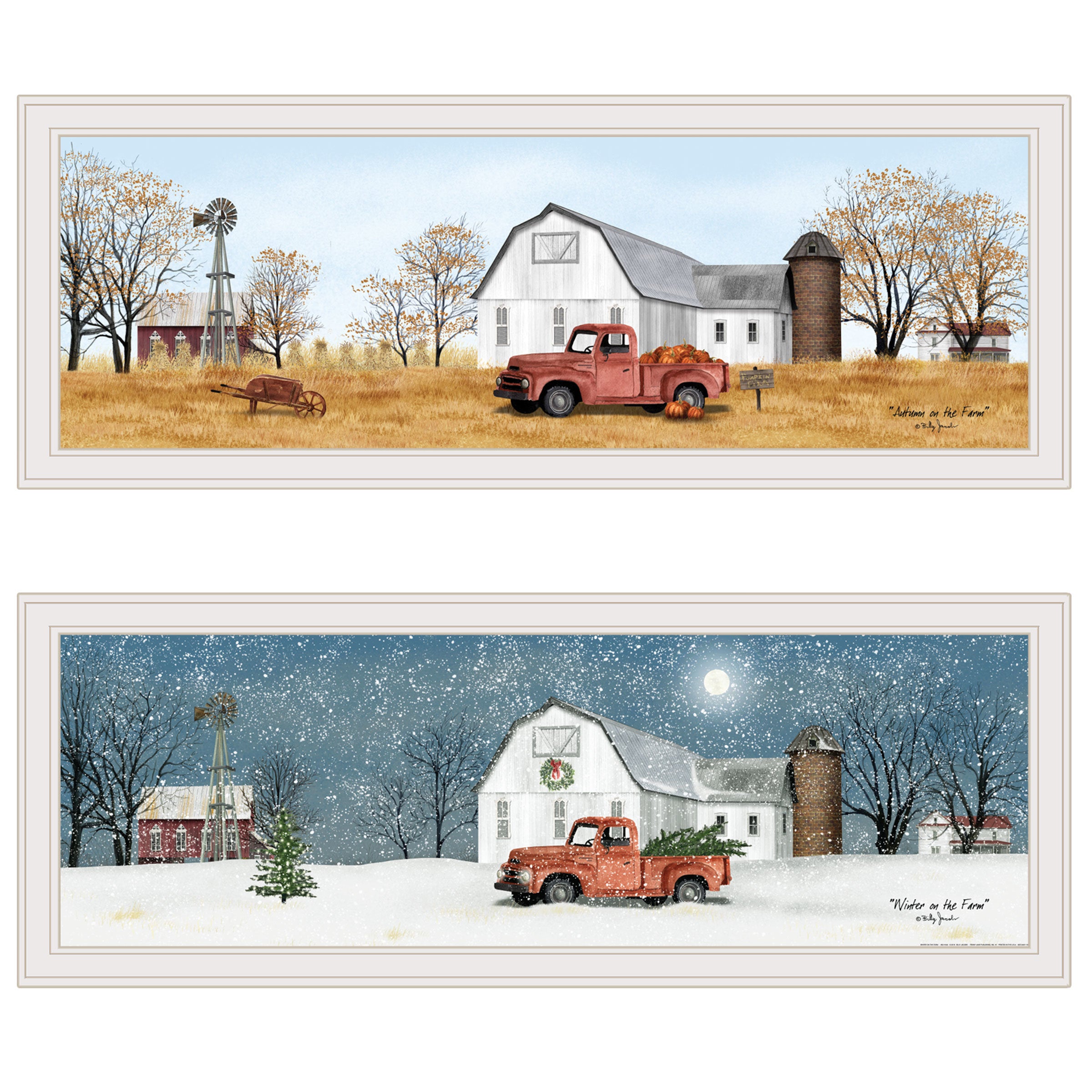"Billy Jacobs Seasonal-Autumn/Winter" 2-Piece Vignette, White Frame