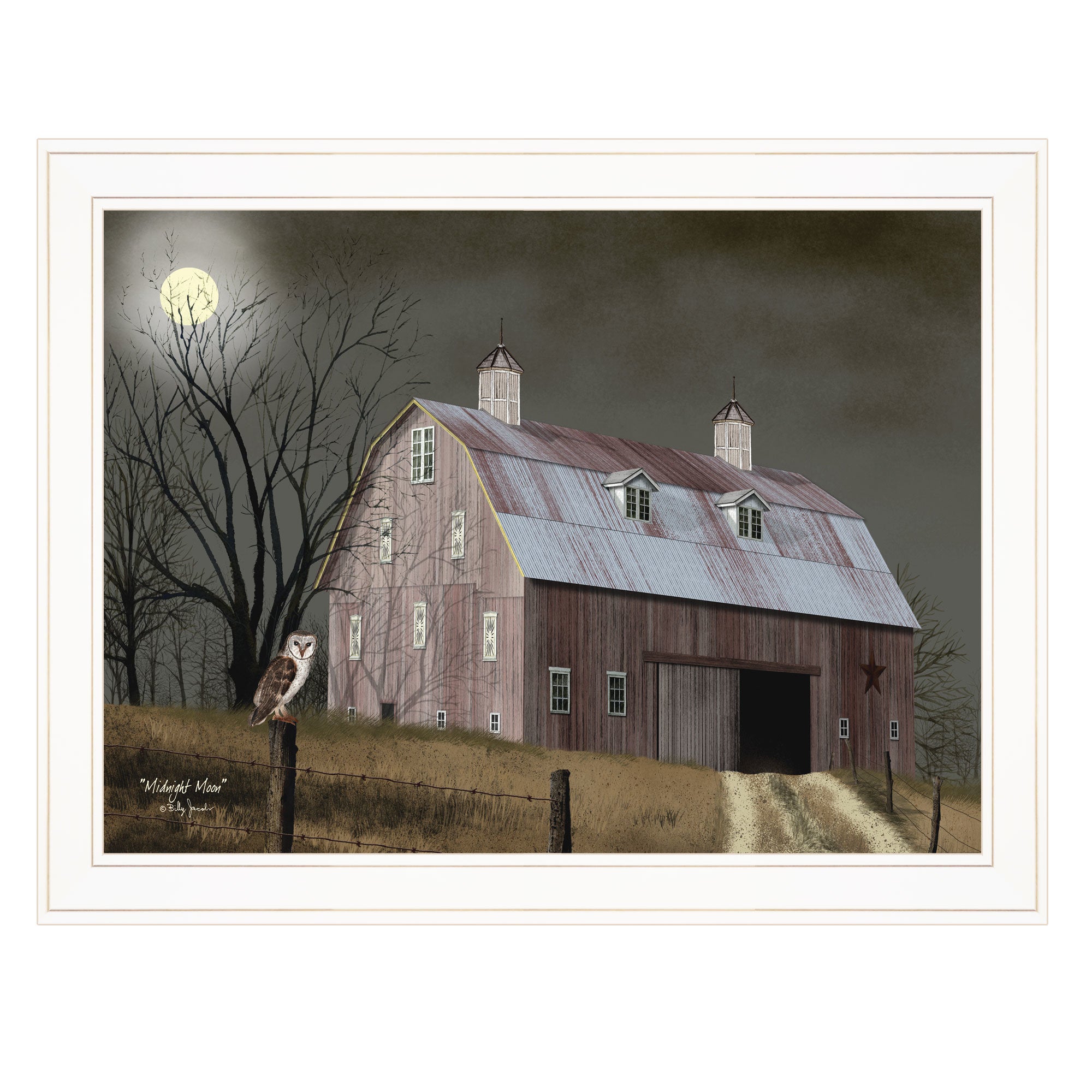 "Midnight Moon" by Billy Jacobs, Ready to Hang Framed Print, White Frame