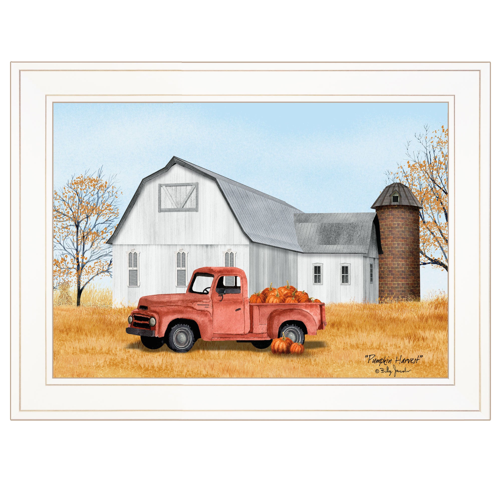 "Pumpkin Harvest" by Billy Jacobs, Ready to Hang Framed Print, White Frame