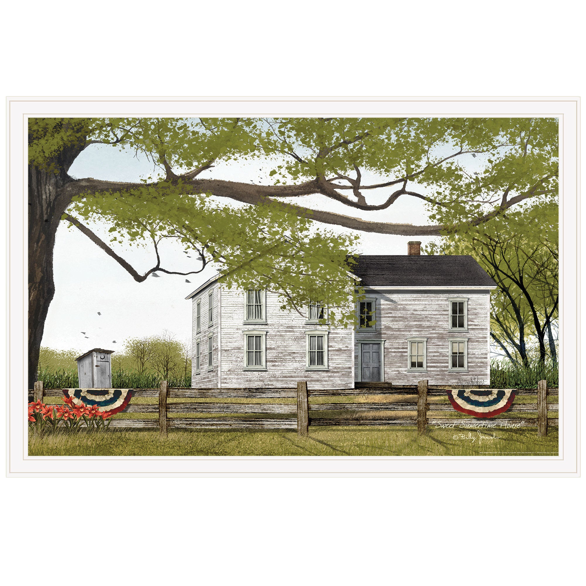 "Sweet Summertime House" by Billy Jacobs, Ready to Hang Framed Print, White Frame