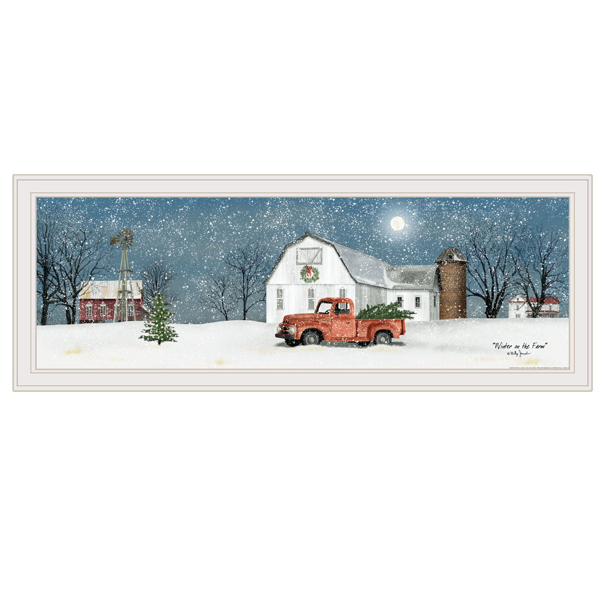 "Winter on The Farm" by Billy Jacobs, Ready to Hang Framed Print, White Frame