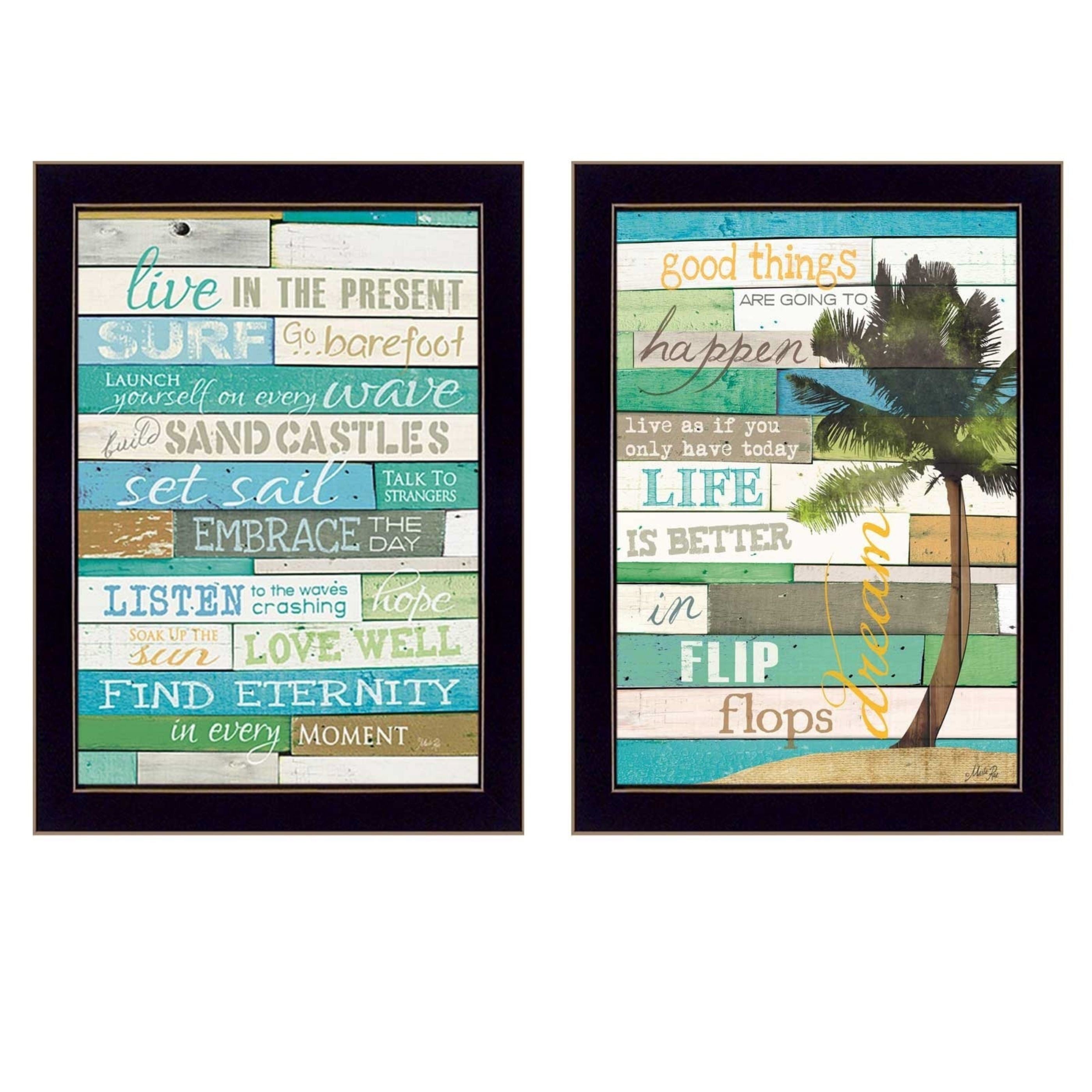 "Today is a New Day Collection" 2-Piece Vignette By Marla Rae, Printed Wall Art, Ready To Hang Framed Poster, Black Frame