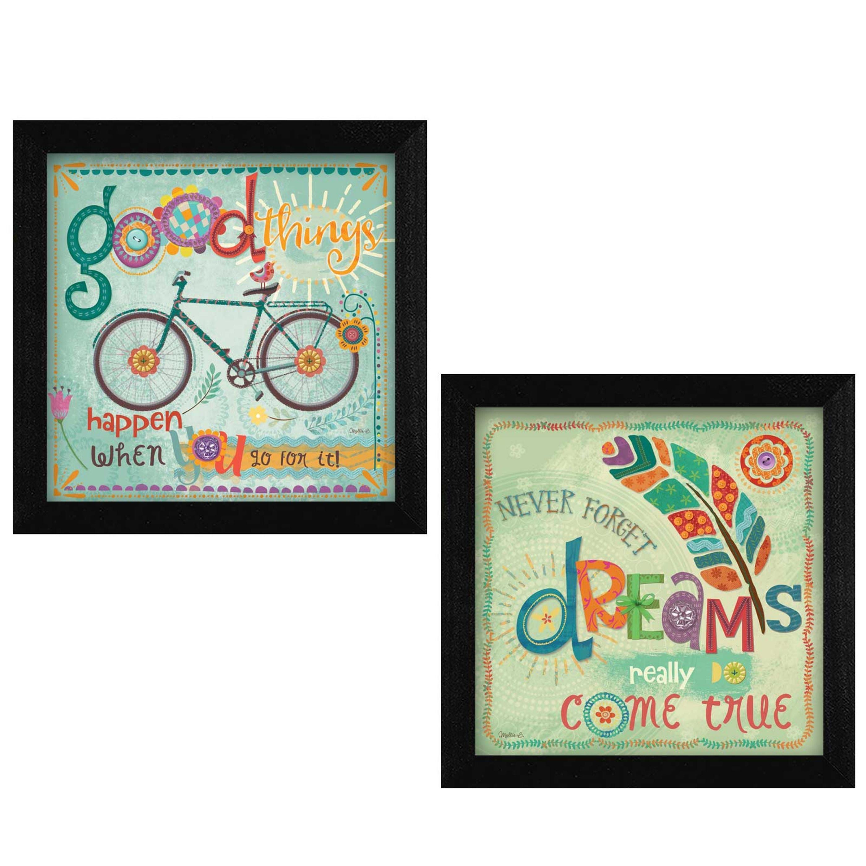 "Good Things Collection" 2-Piece Vignette By Mollie B., Printed Wall Art, Ready To Hang Framed Poster, Black Frame