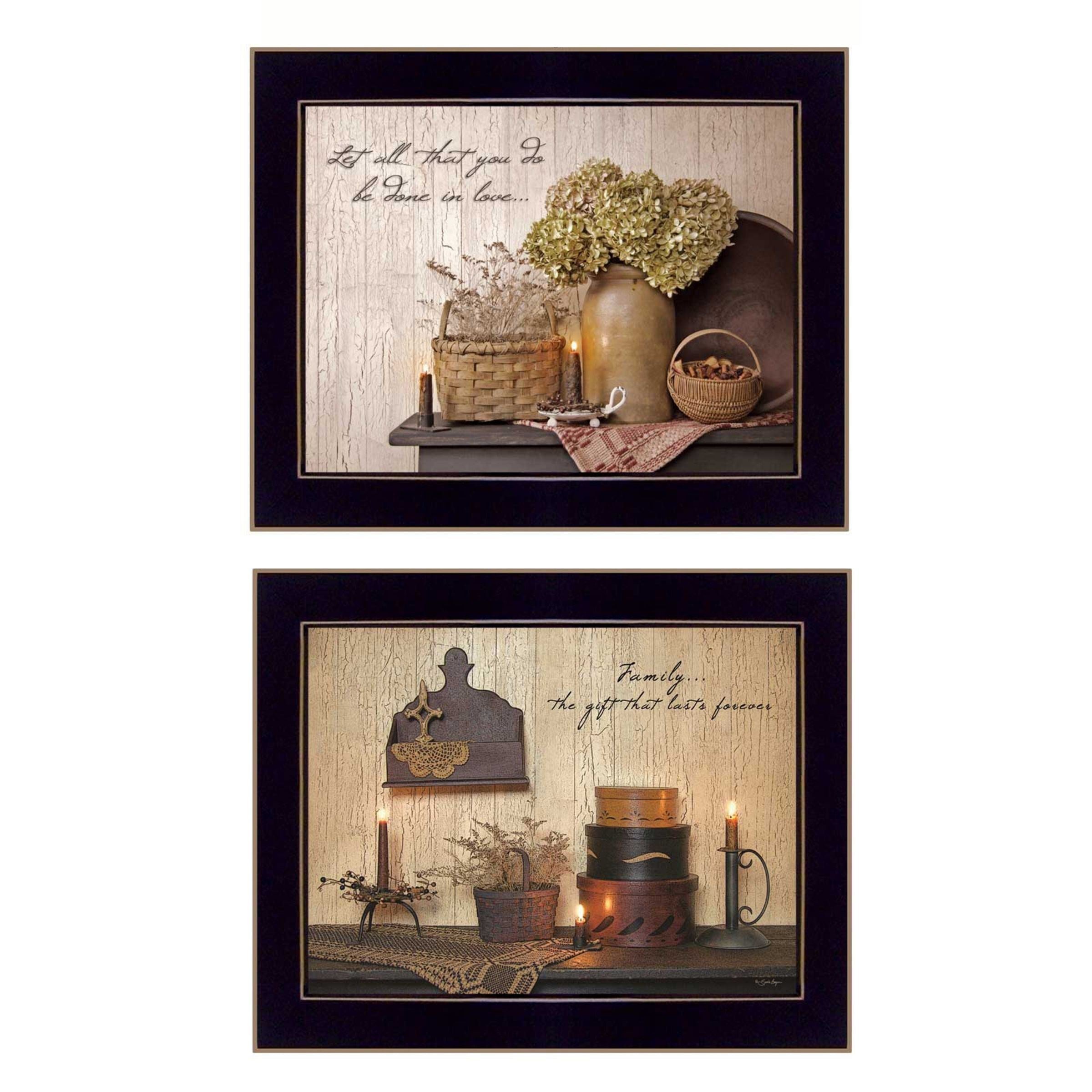 "Keepsake Treasures Collection" 2-Piece Vignette By Susan Boyer, Printed Wall Art, Ready To Hang Framed Poster, Black Frame