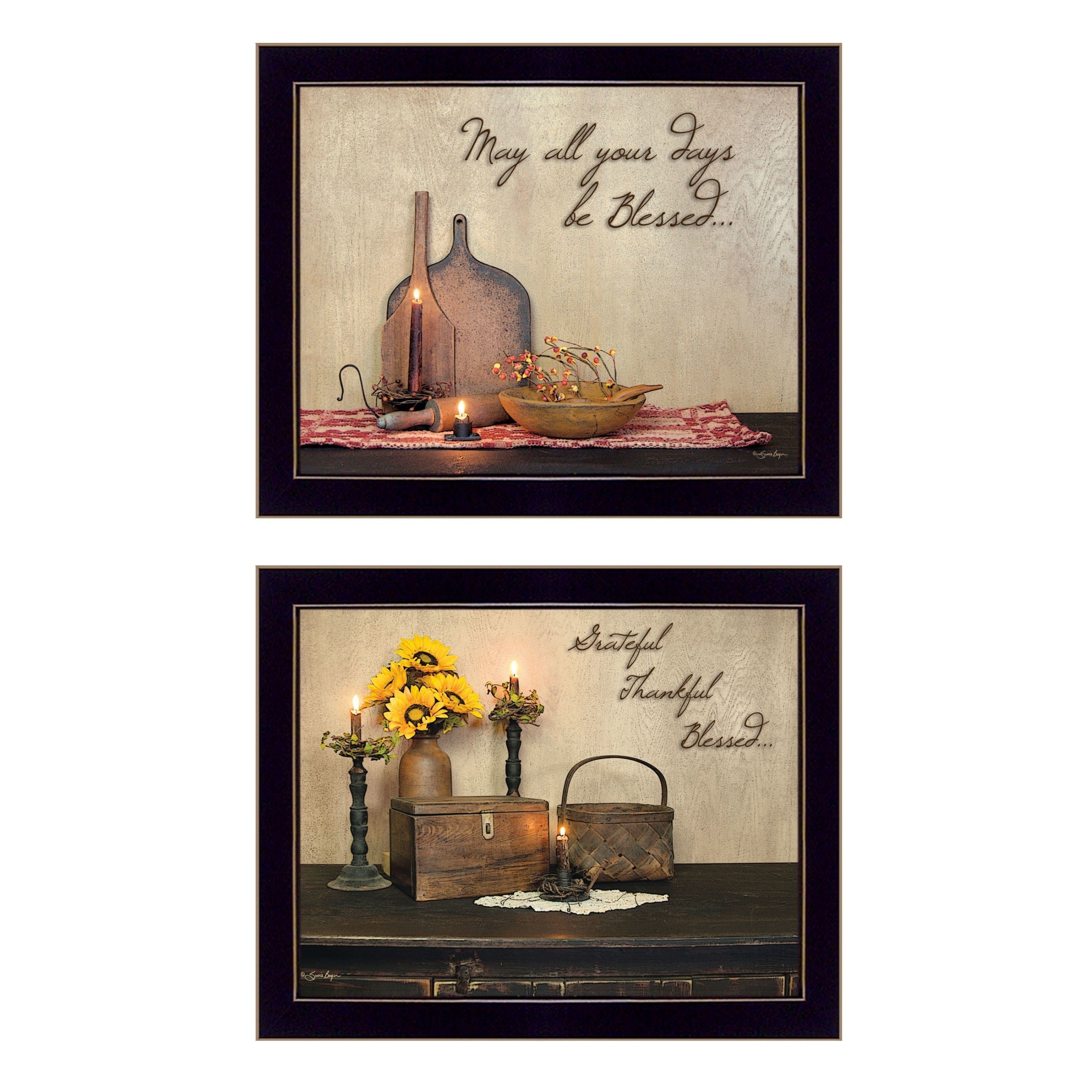 "Twice Blessed Collection" 2-Piece Vignette By Susan Boyer, Printed Wall Art, Ready To Hang Framed Poster, Black Frame