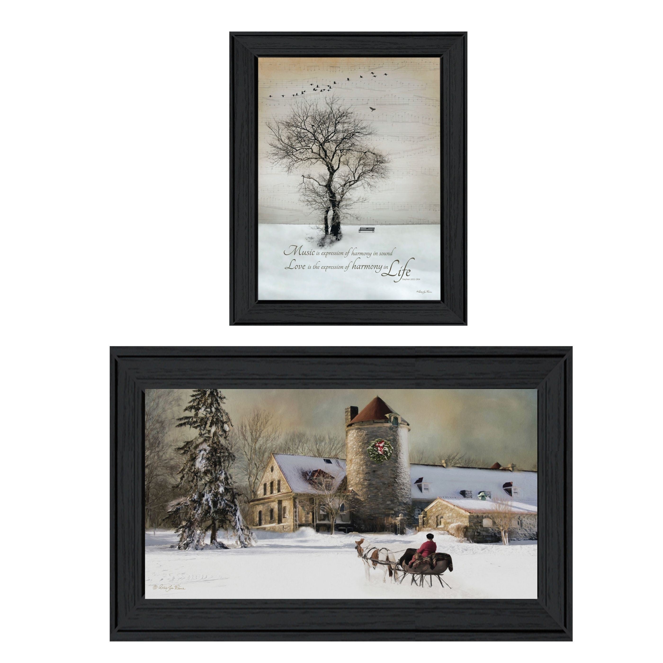 "Winter Harmony Vignette Collection" By Robin-Lee Vieira, Printed Wall Art, Ready To Hang Framed Poster, Black Frame