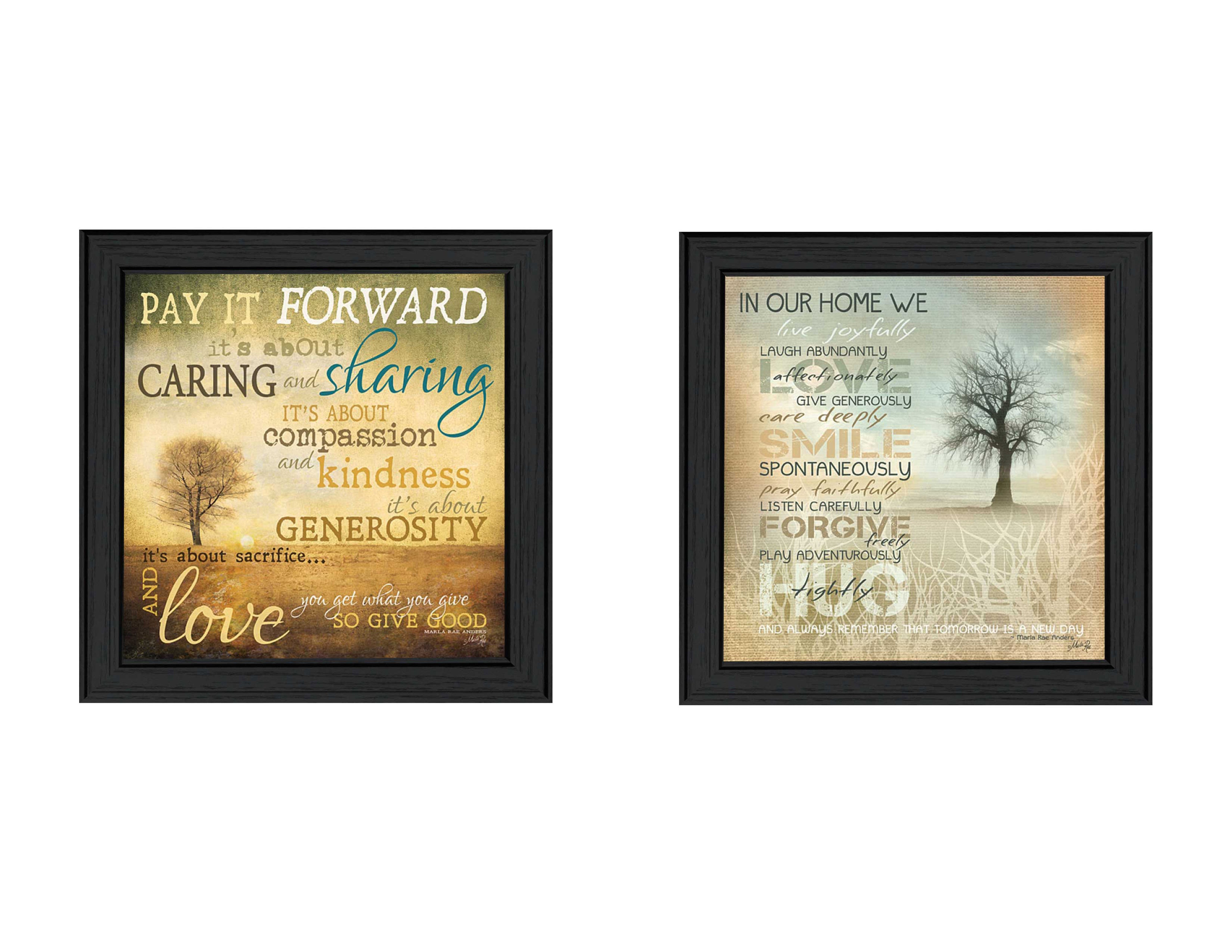 "Meaning Collection" 2-Piece Vignette By Marla Rae, Printed Wall Art, Ready To Hang Framed Poster, Black Frame