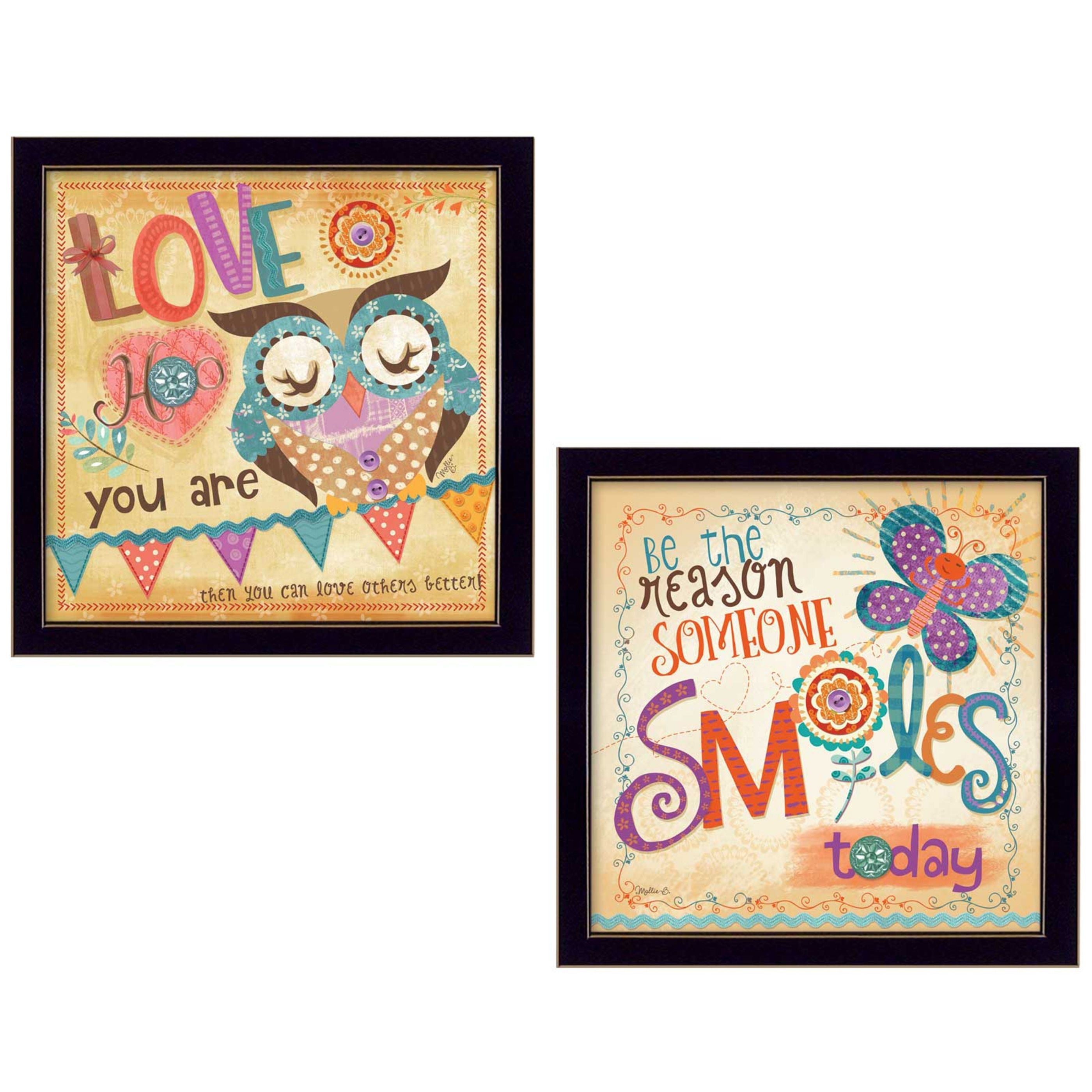 "Be the Reason Collection" 2-Piece Vignette By Mollie B., Printed Wall Art, Ready To Hang Framed Poster, Black Frame