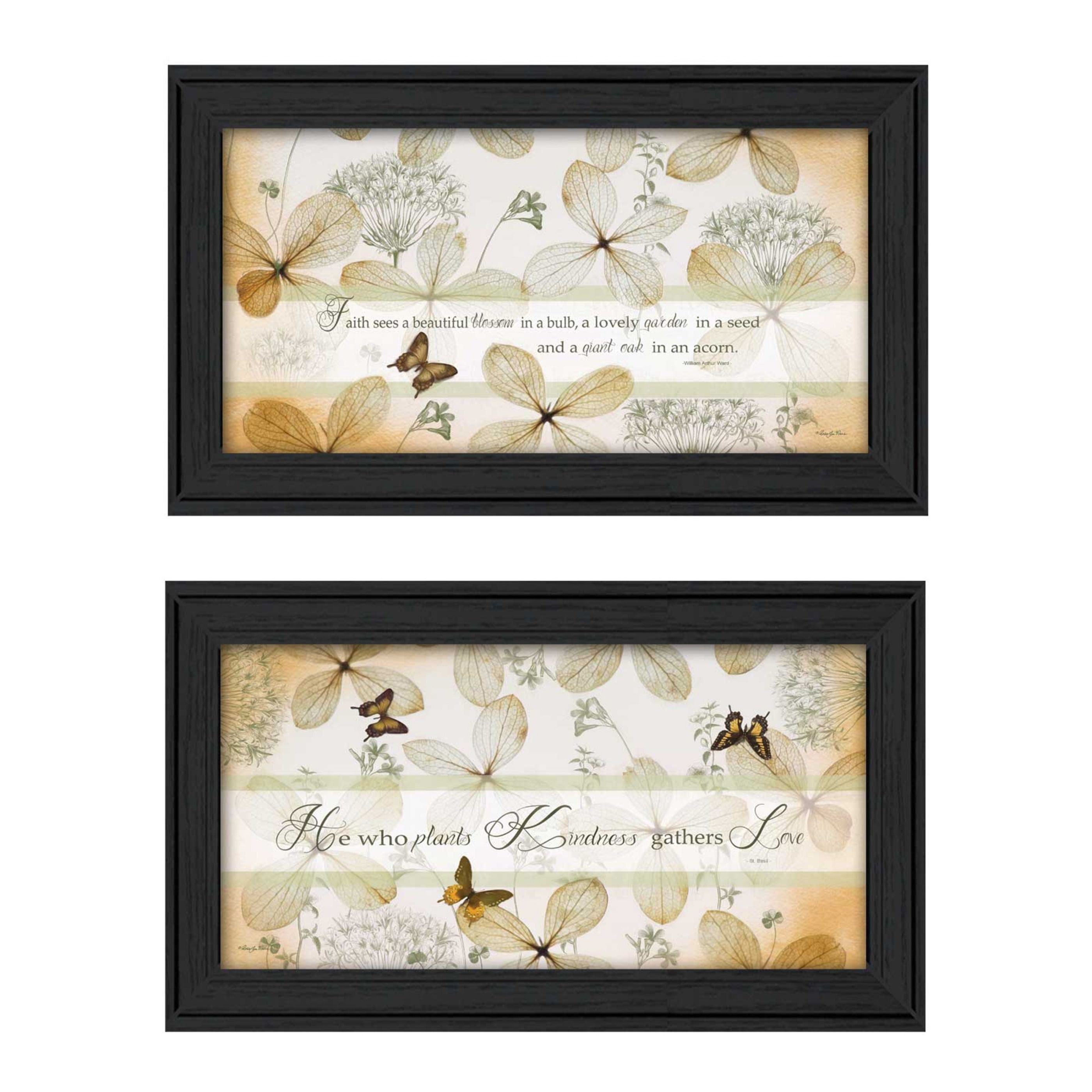"Plant Kindness Collection" 2-Piece Vignette By Robin-Lee Vieira, Printed Wall Art, Ready To Hang Framed Poster, Black Frame