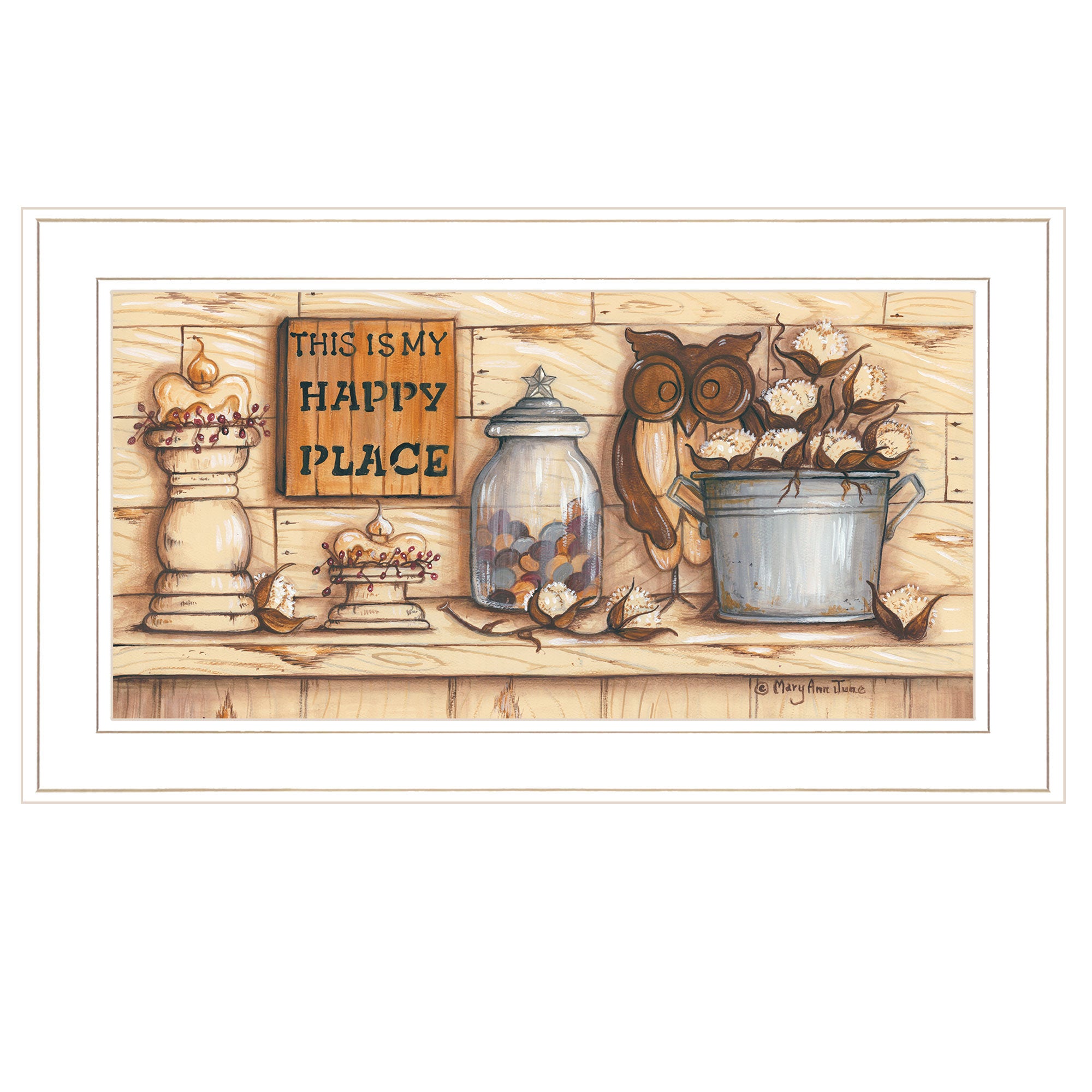 "My Happy Place" by Mary Ann June, Ready to Hang Framed Print, White Frame