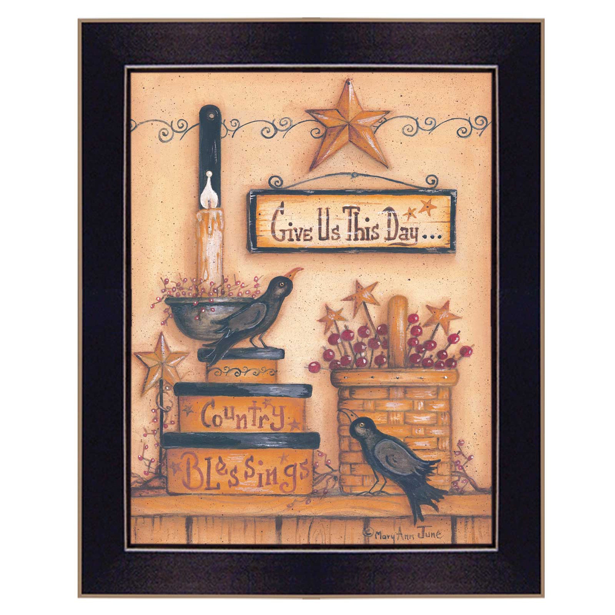 "Give Us This Day" By Mary June, Printed Wall Art, Ready To Hang Framed Poster, Black Frame