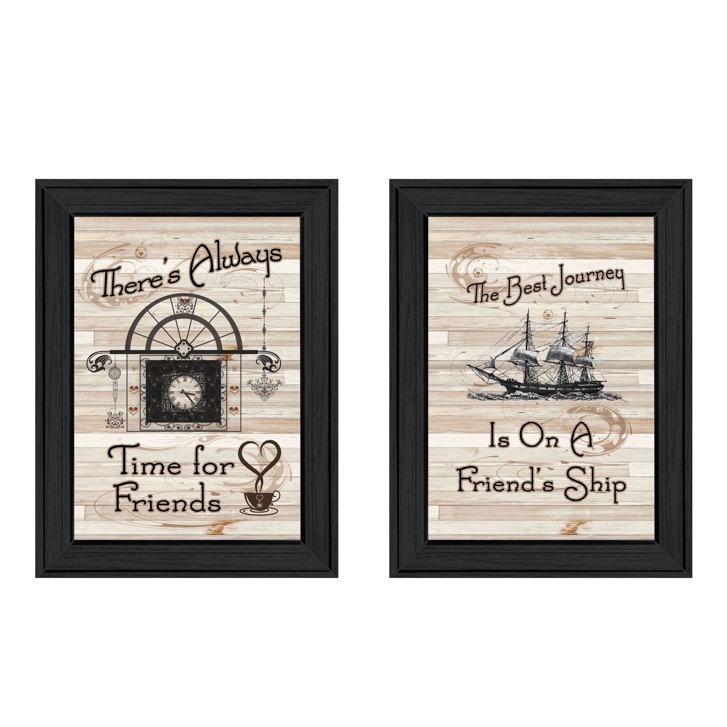 "Friendship Journey" 2-Piece Vignette by Millwork Engineering, Black Frame