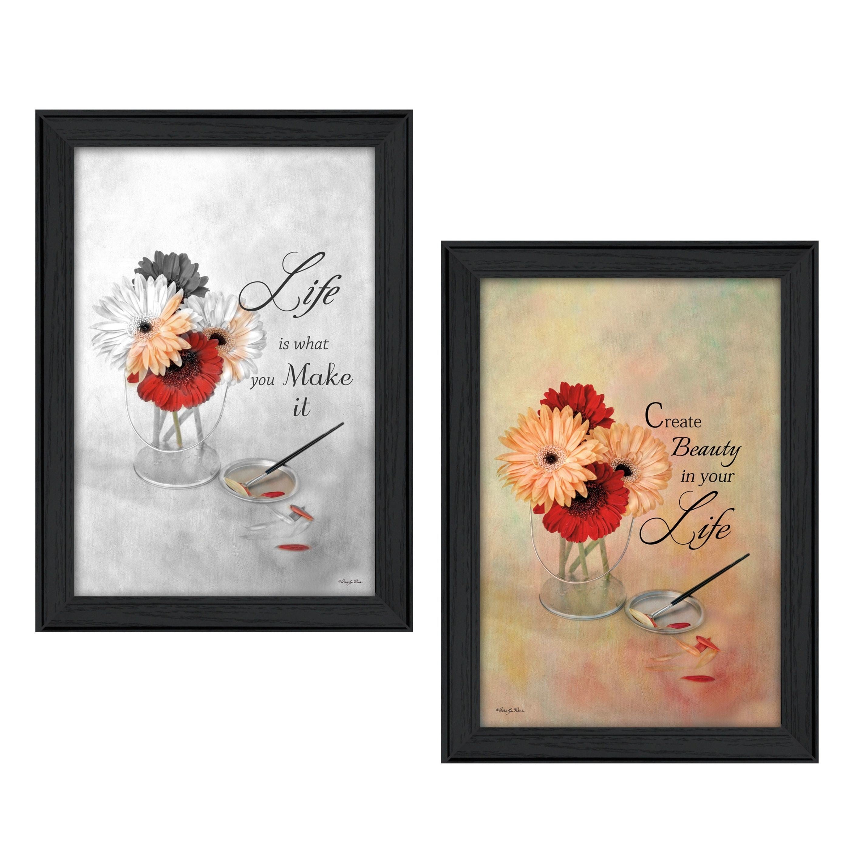 "Create Beauty Collection" 2-Piece Vignette By Robin-Lee Vieira, Printed Wall Art, Ready To Hang Framed Poster, Black Frame