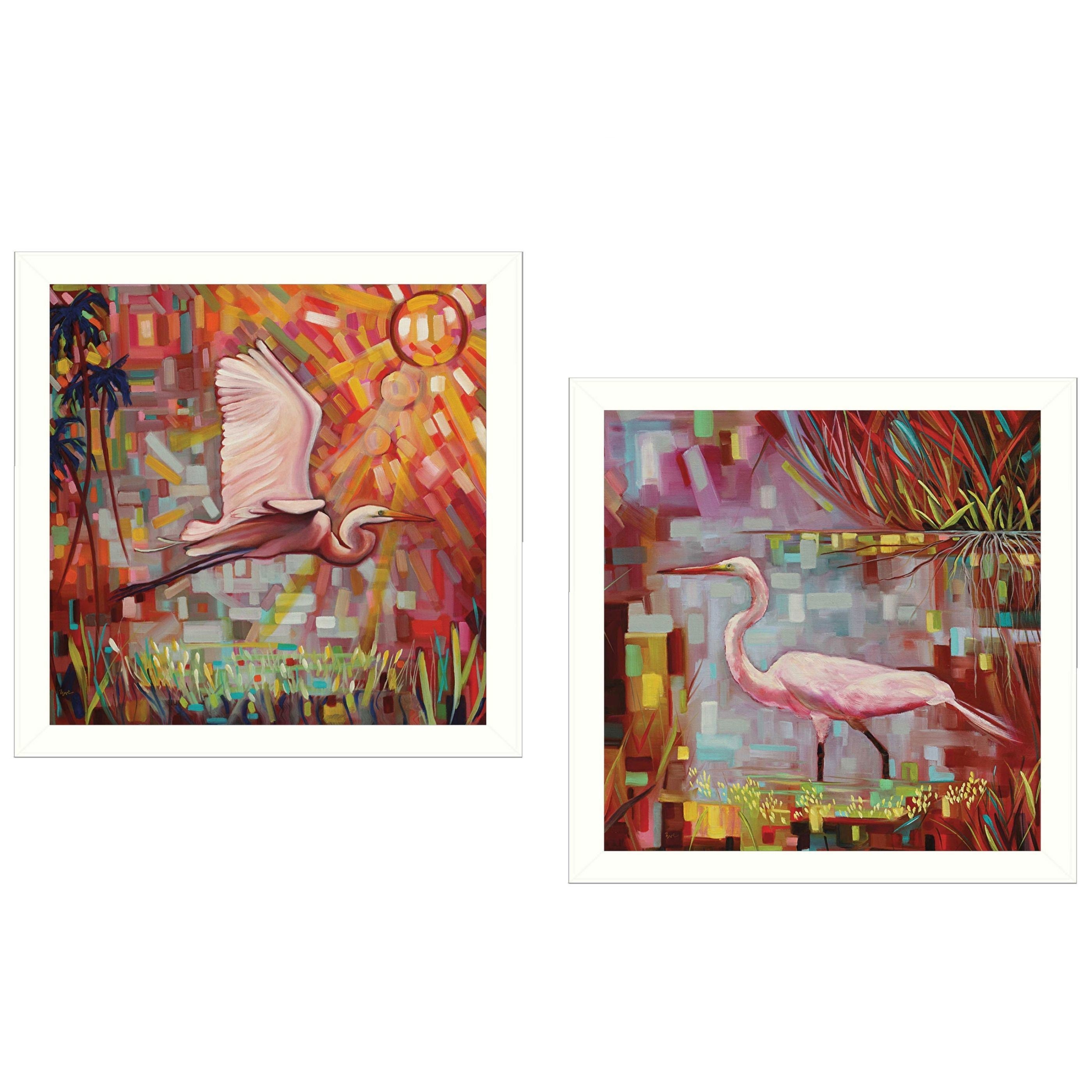 "Everglades Gliders Collection" 2-Piece Vignette By Ed Wargo, Printed Wall Art, Ready To Hang Framed Poster, White Frame