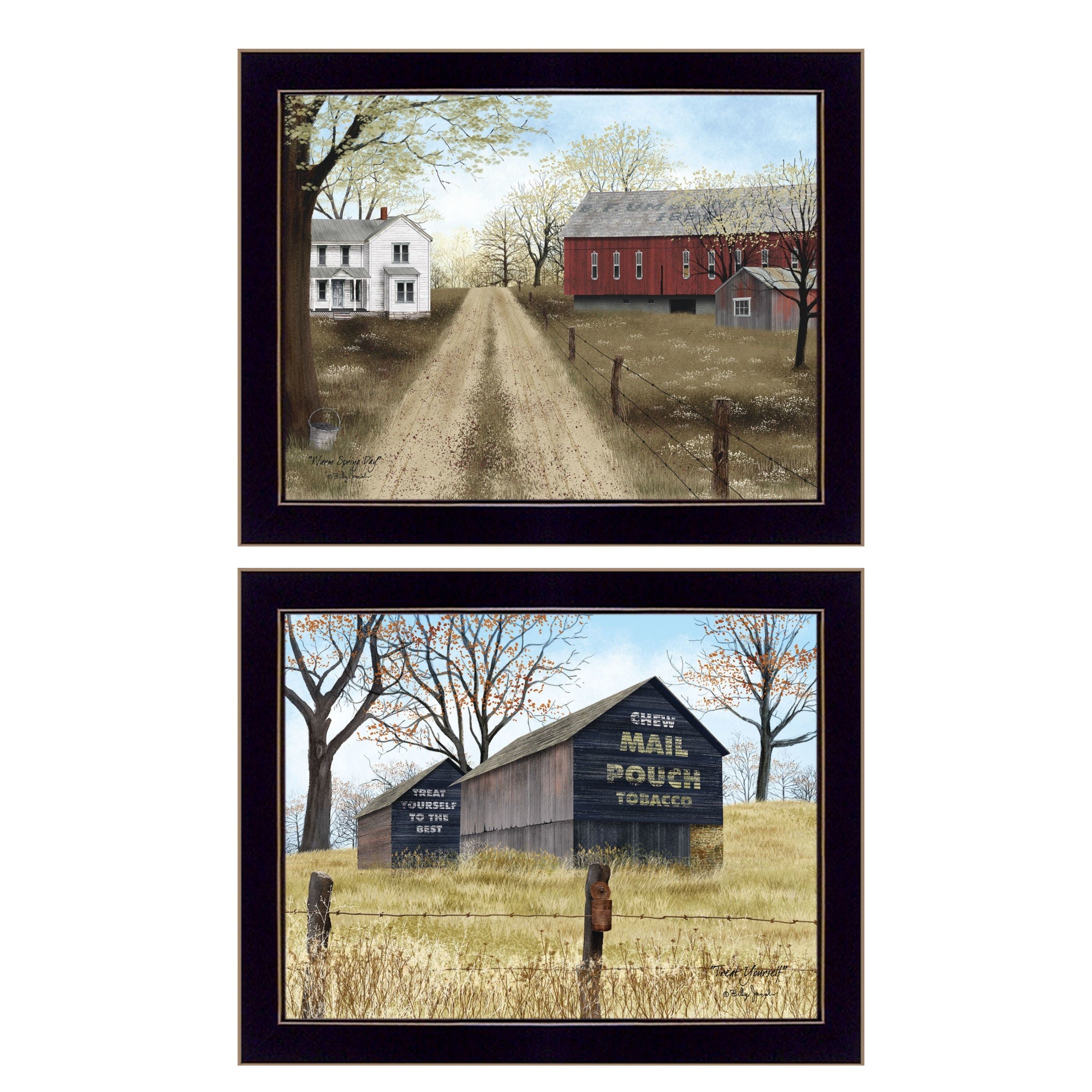 "Scenic Country Collection" 2-Piece Vignette By Billy Jacobs, Printed Wall Art, Ready To Hang Framed Poster, Black Frame