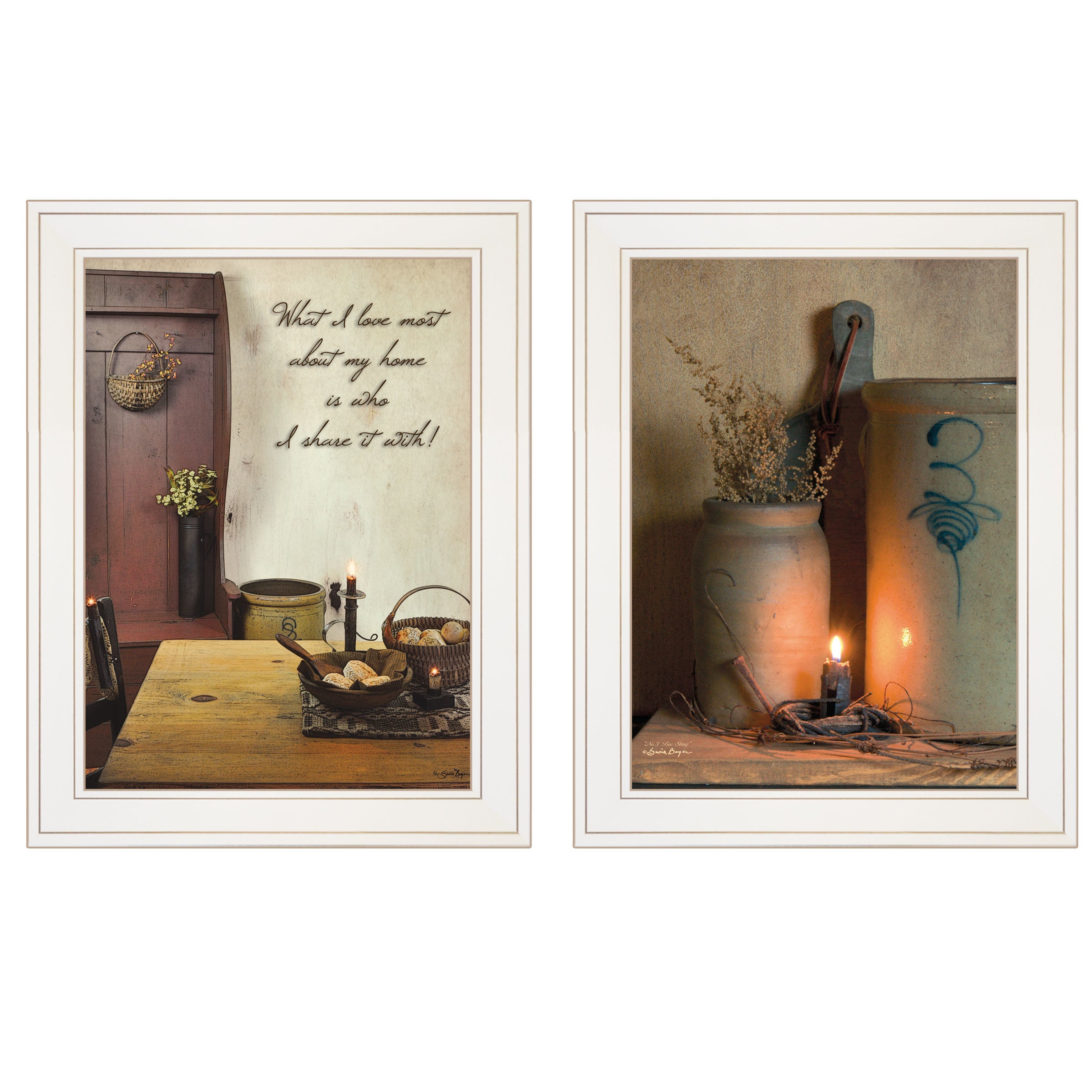 "What I Love Most" 2-Piece Vignette by Susie Boyer, White Frame