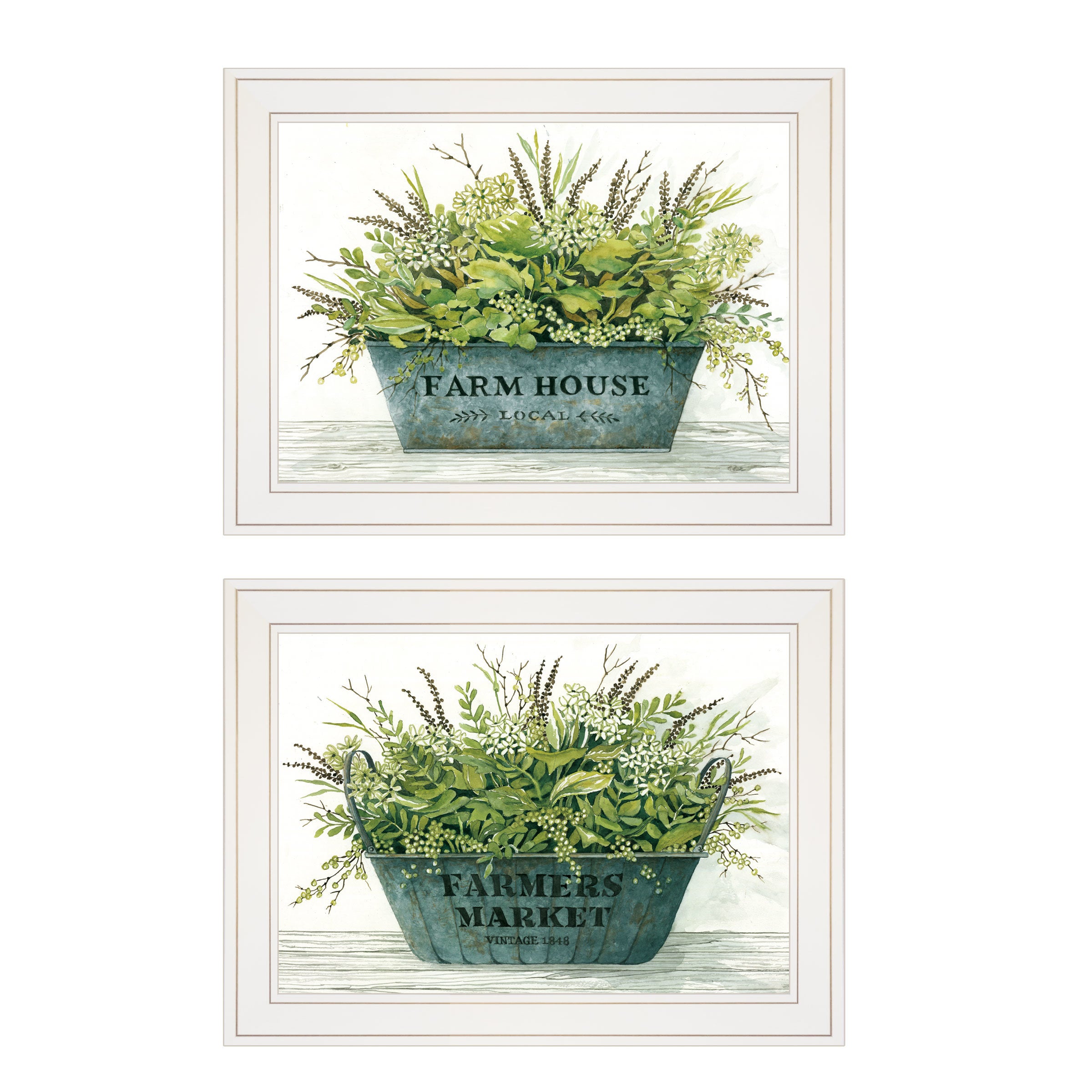 "Farm Market Bouquet" 2-Piece Vignette by Cindy Jacobs, White Frame