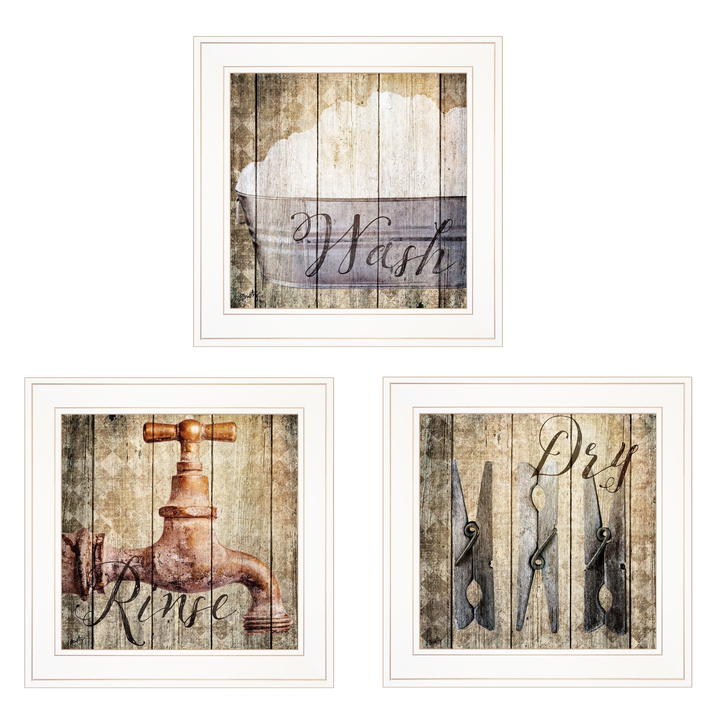 "Wash" 3-Piece Vignette by Misty Michelle, White Frame