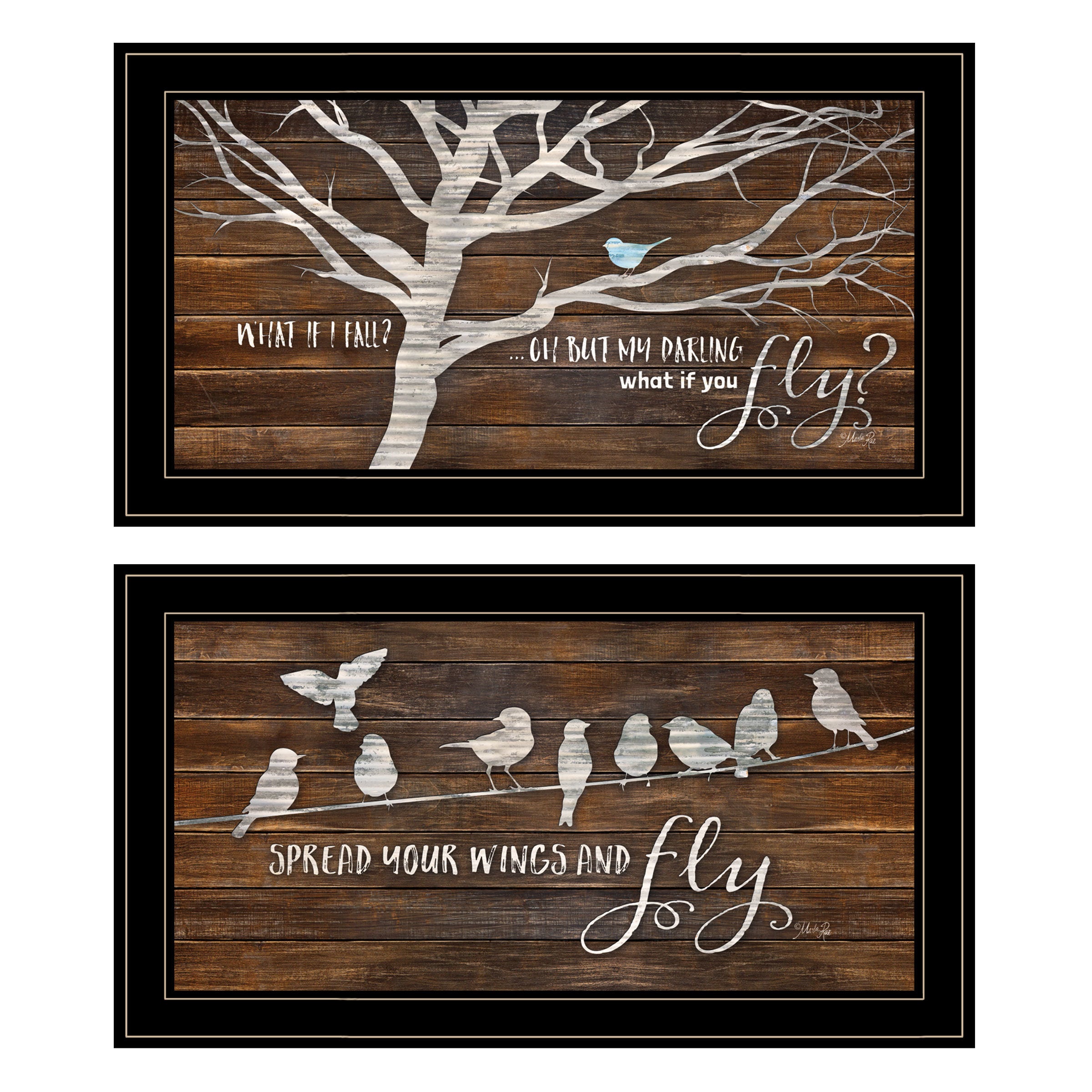 "Spread Your Wings" 2-Piece Vignette by Marla Rae, Black Frame