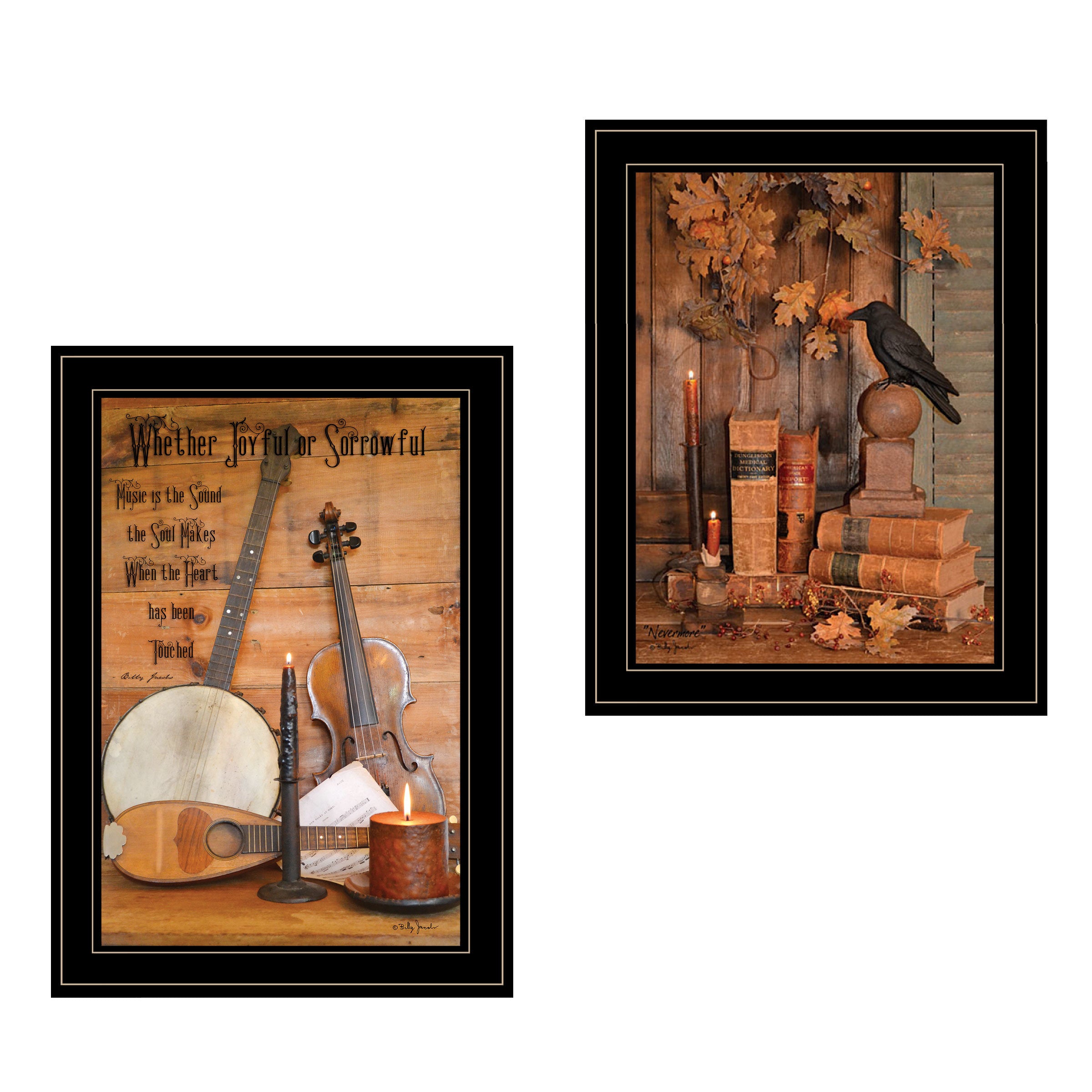 "Music / Nevermore" 2-Piece Vignette by Billy Jacobs, Black Frame