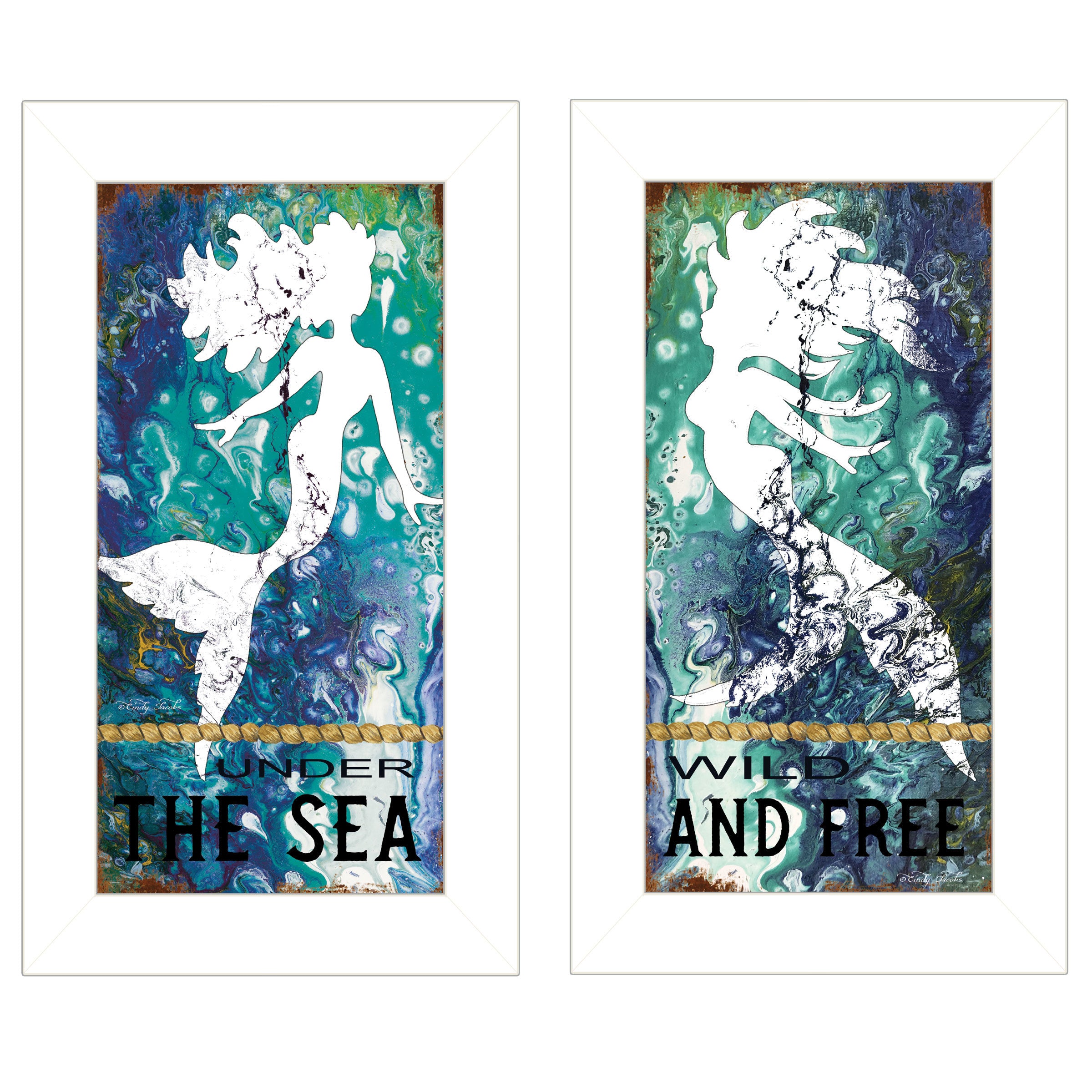 "Under The Sea" 2-Piece Vignette by Cindy Jacobs, White Frame