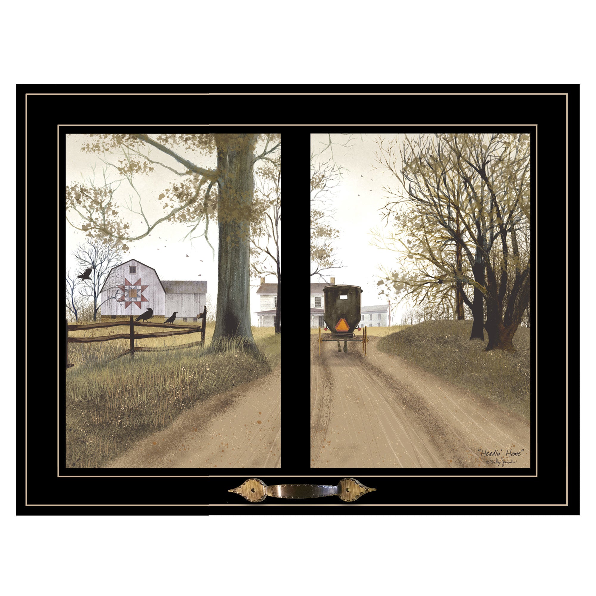 "Heading Home" by Billy Jacobs, Ready to Hang Framed Print, Black Window-Style Frame