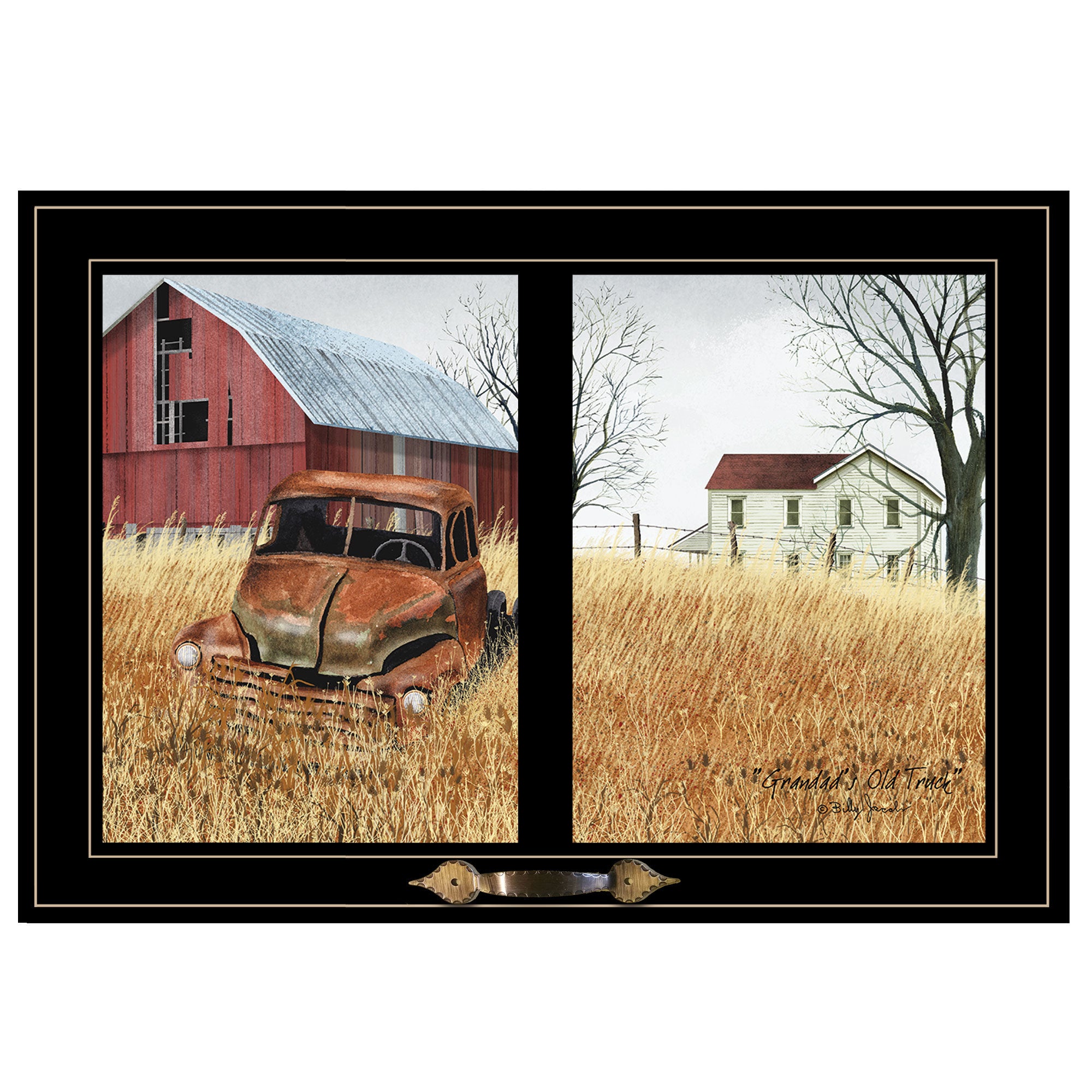 "Granddads Old Truck" by Billy Jacobs, Ready to Hang Framed Print, Black Window-Style Frame