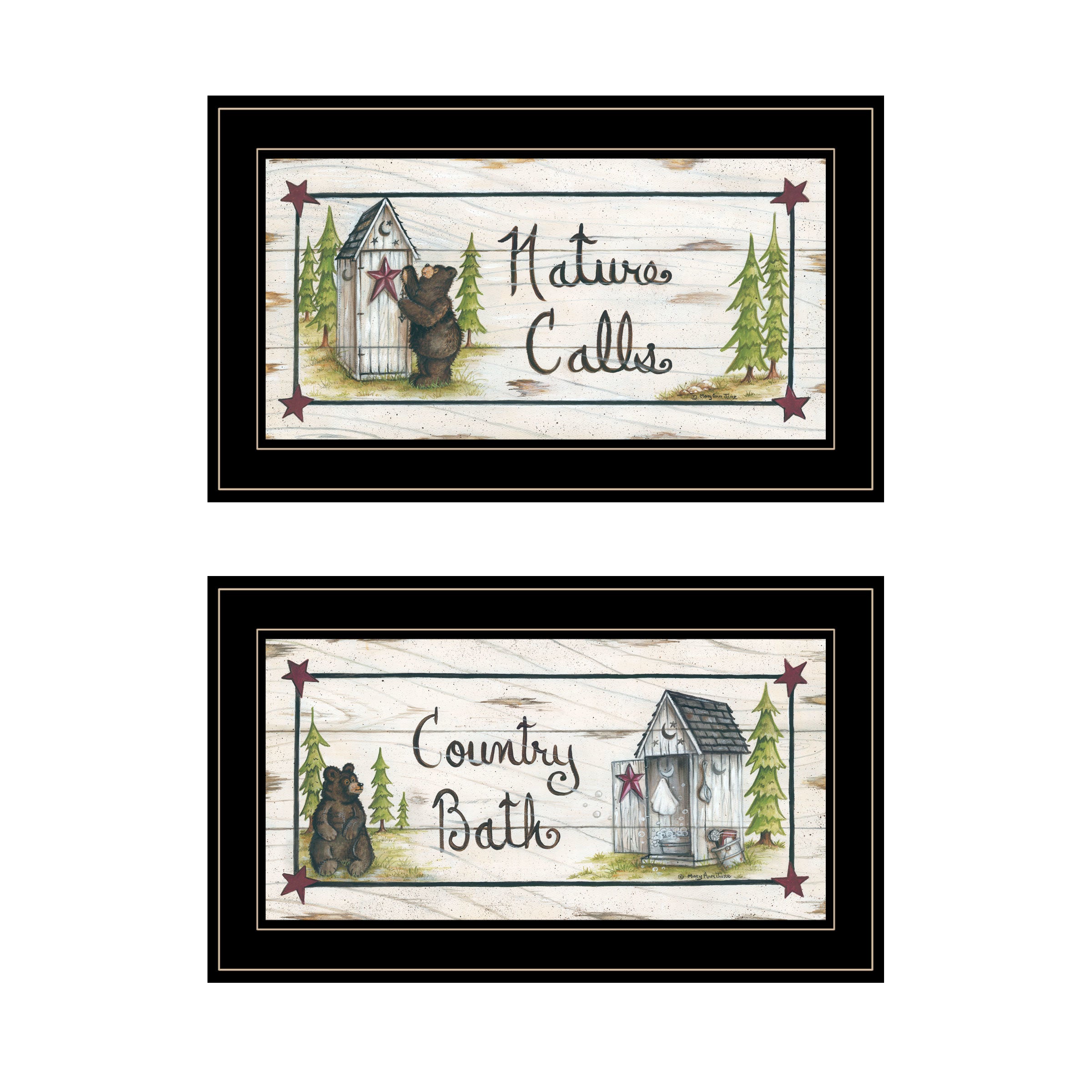 "Nature Calls" 2-Piece Vignette by Mary June, Black Frame