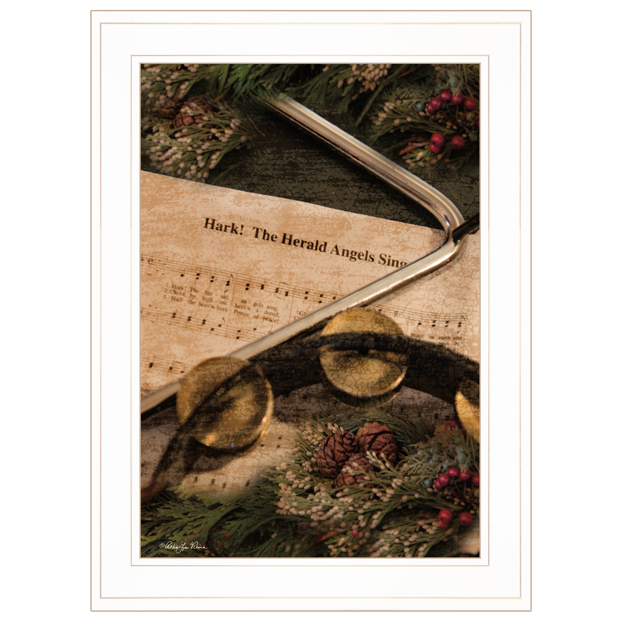 "The Angels Sing" by Robin Lee Vieria Ready to Hang Holiday Framed Print, White Frame