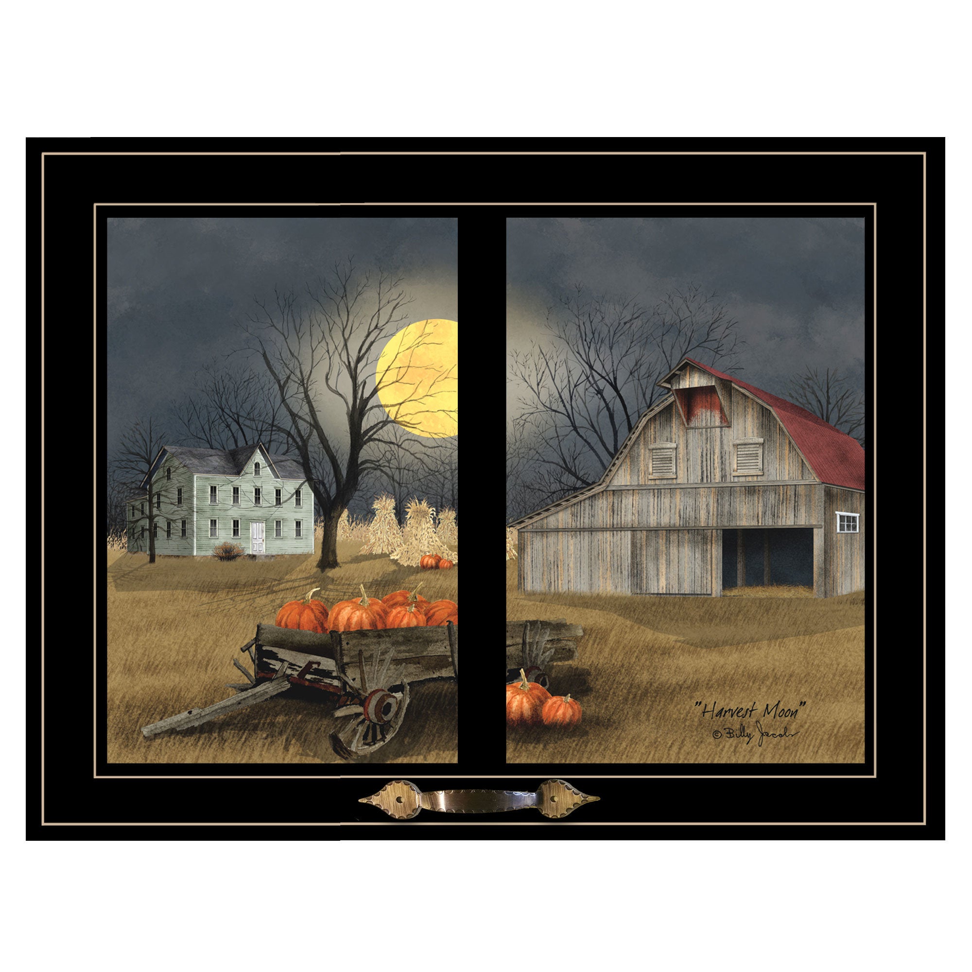 "Harvest Moon" by Billy Jacobs, Ready to Hang Framed Print, Black Window-Style Frame