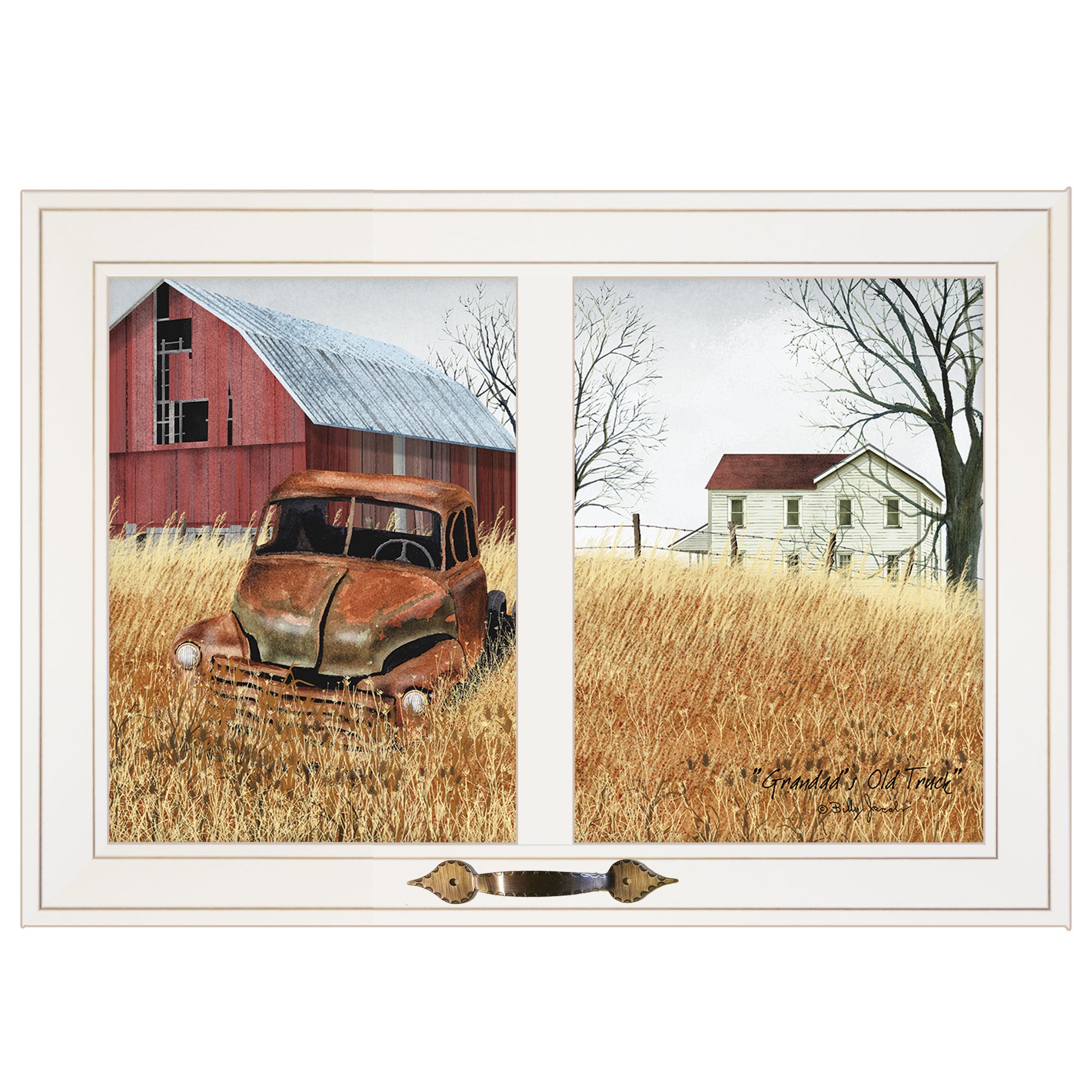 "Granddads Old Truck" by Billy Jacobs, Ready to Hang Framed Print, White Window-Style Frame