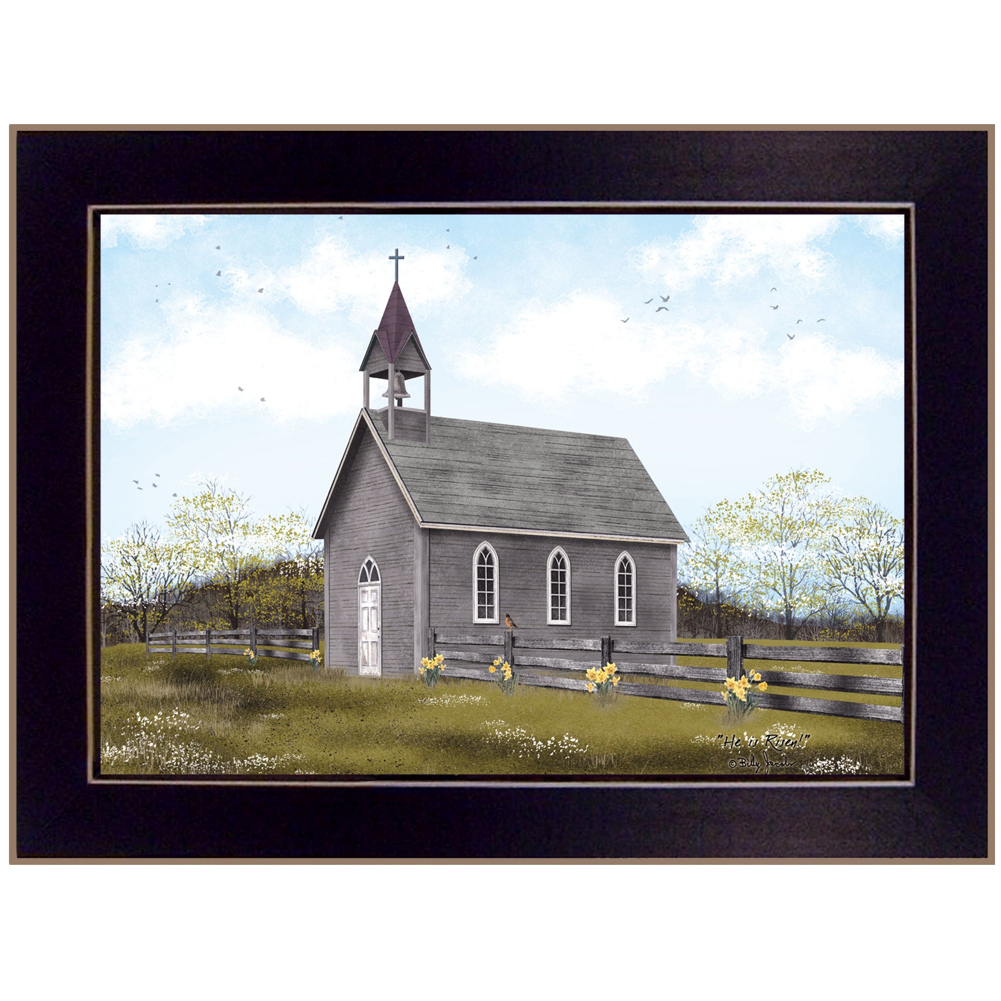 "He is Risen" by Billy Jacobs, Ready to Hang Framed Print, Black Frame