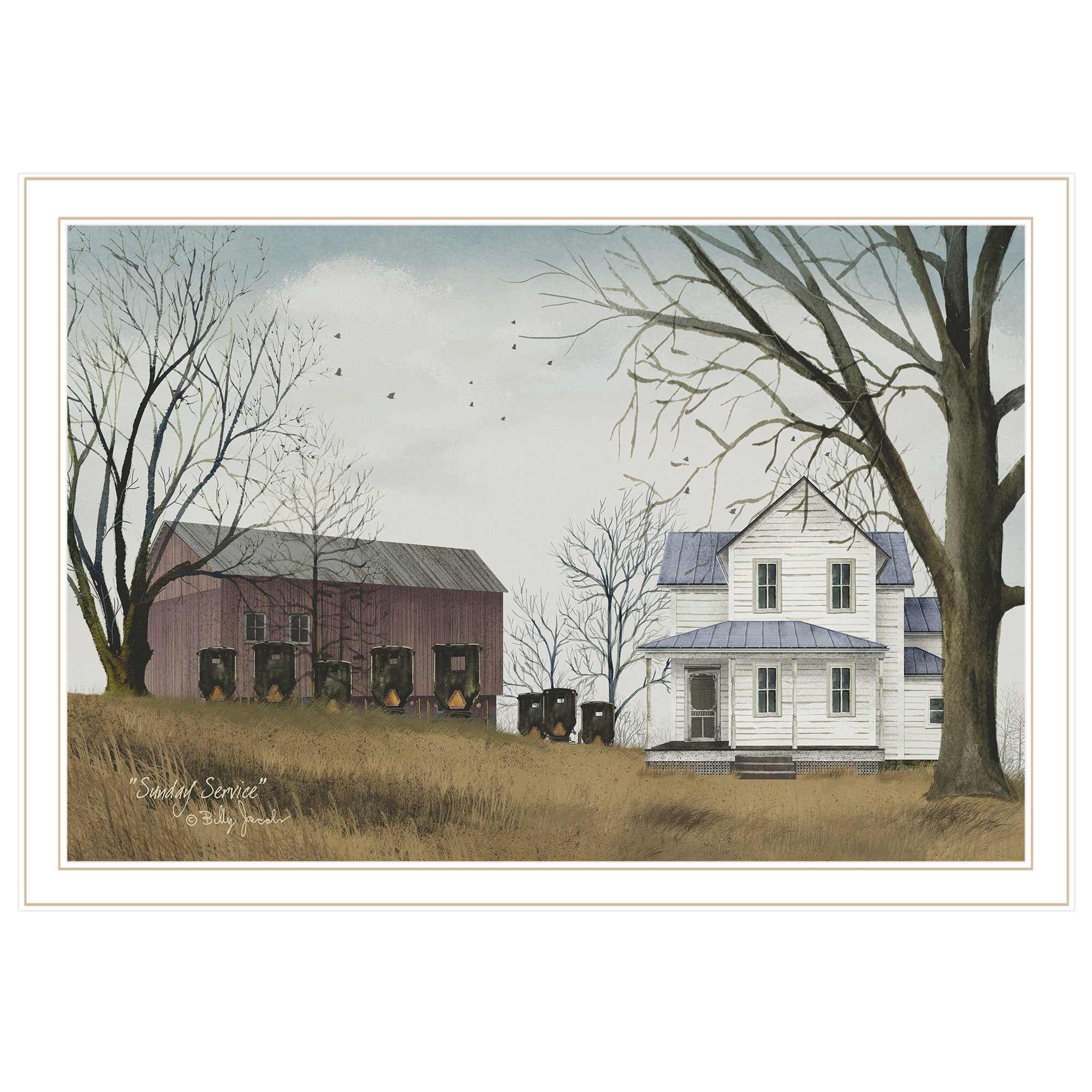 "Sunday Service" by Billy Jacobs, Ready to Hang Framed Print, White Frame