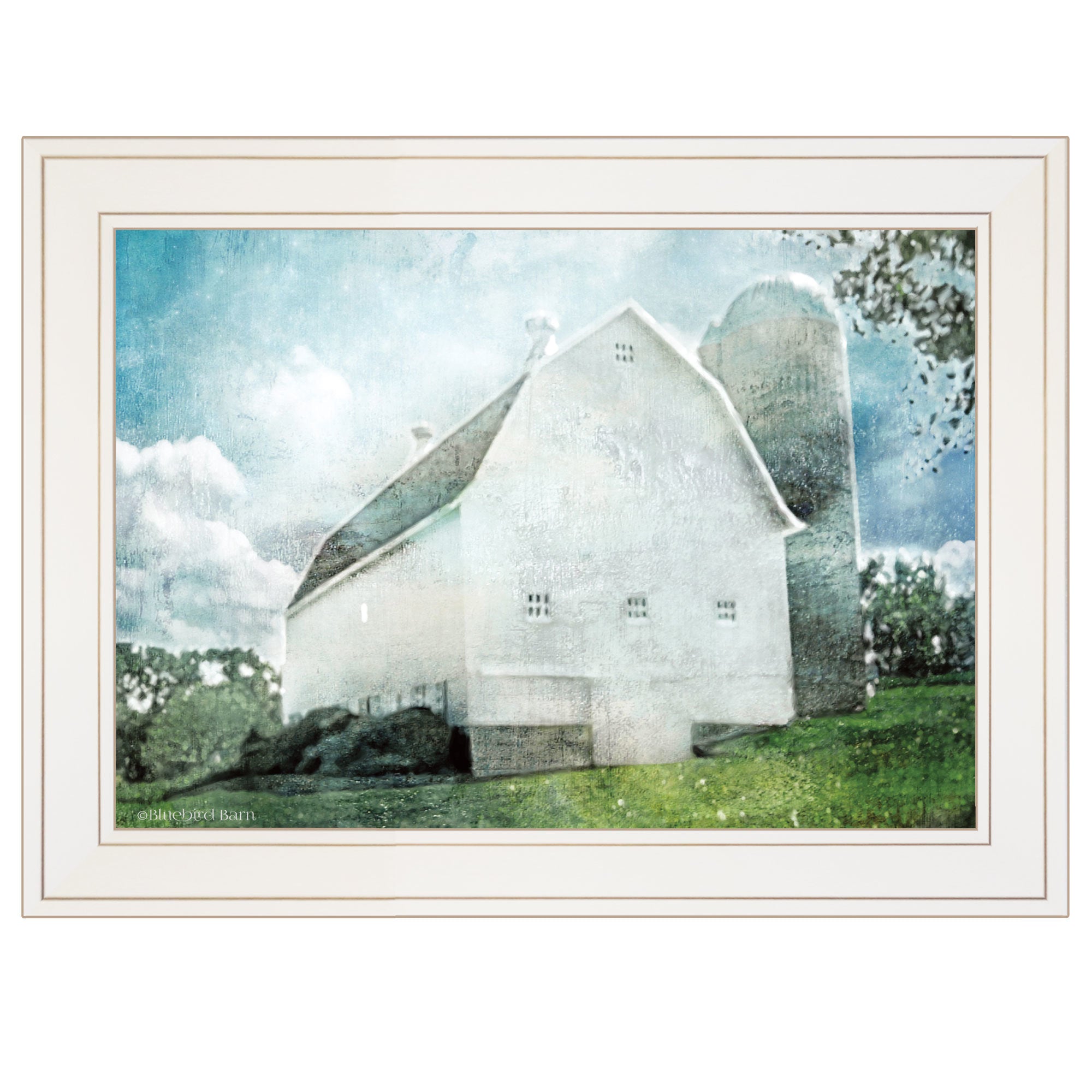 "White Barn" by Bluebird Barn, Ready to Hang Framed Print, White Frame