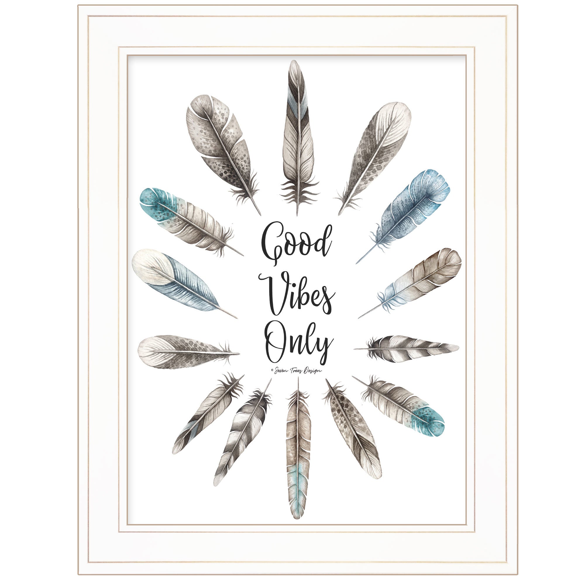 "Good Vibes Only" by Seven Trees Design, Ready to Hang Framed Print, White Frame