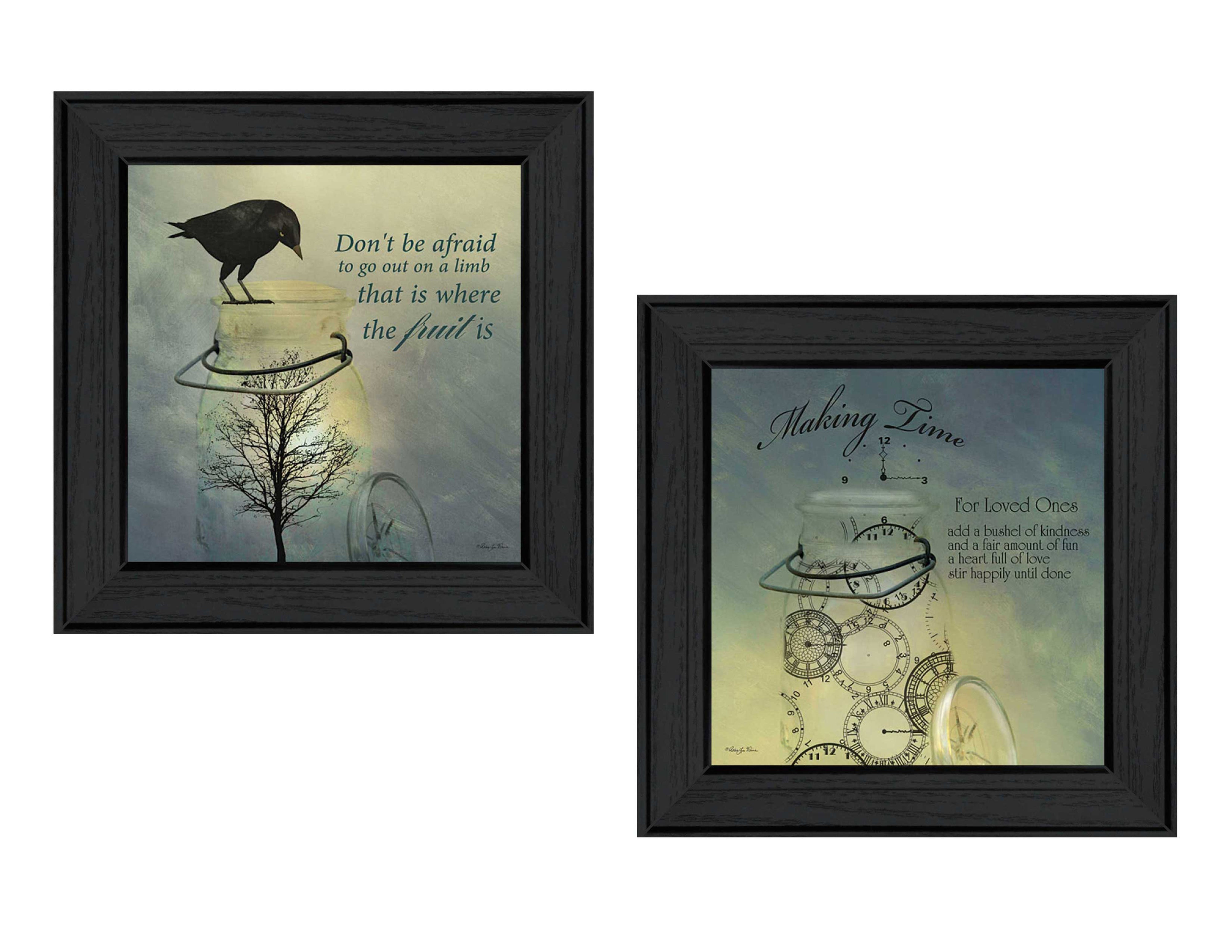 "Glass Jars Collection" 2-Piece Vignette By Robin-Lee Vieira, Printed Wall Art, Ready To Hang Framed Poster, Black Frame